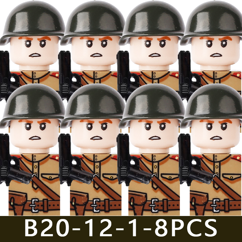 (Style F) Minifigures Military Building Blocks Eight Nation Phalanx Assembling WW2 Military Games Sand Tables Collections For Kids