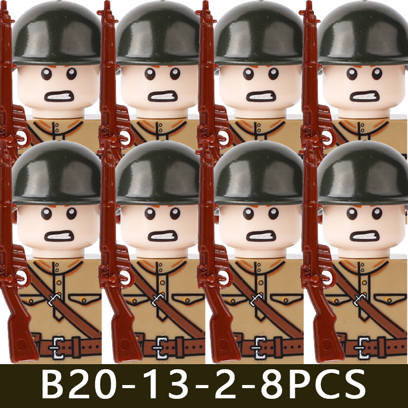 (Style F) Minifigures Military Building Blocks Eight Nation Phalanx Assembling WW2 Military Games Sand Tables Collections For Kids