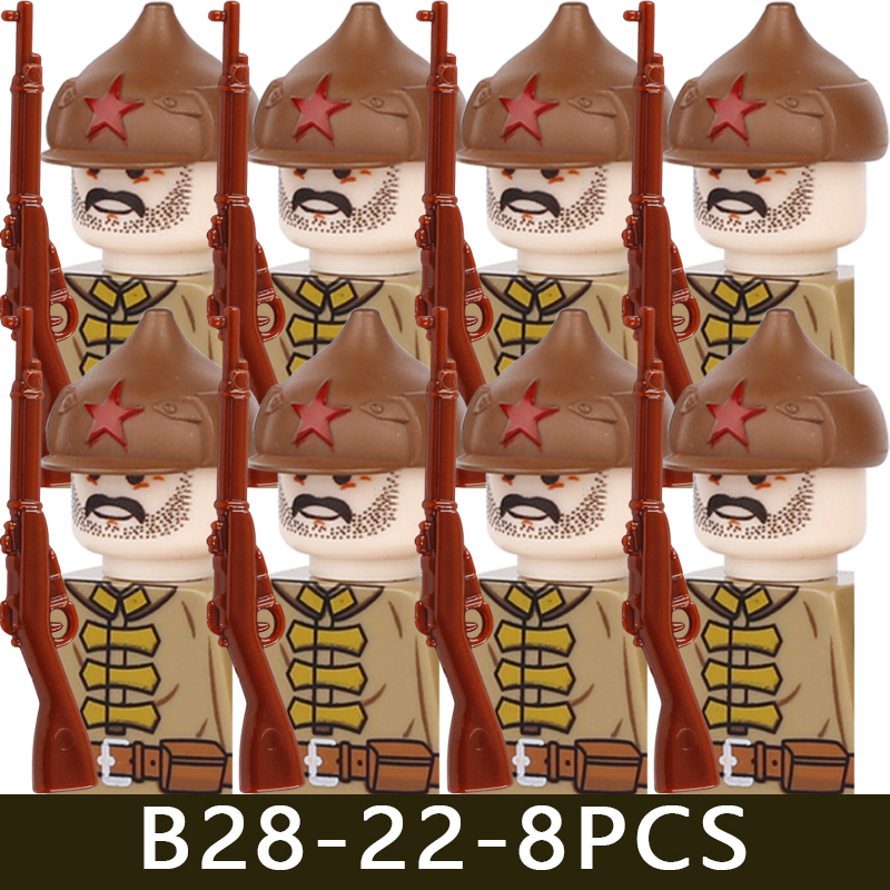 (Style F) Minifigures Military Building Blocks Eight Nation Phalanx Assembling WW2 Military Games Sand Tables Collections For Kids