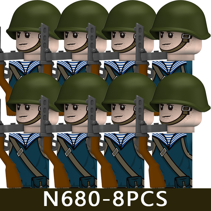 (Style F) Minifigures Military Building Blocks Eight Nation Phalanx Assembling WW2 Military Games Sand Tables Collections For Kids