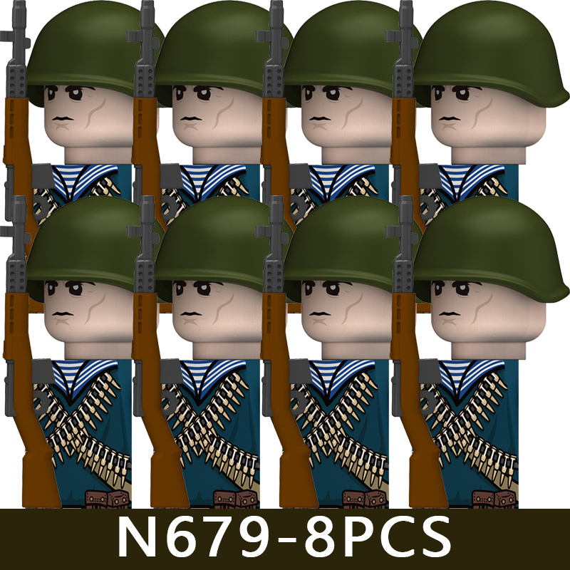 (Style F) Minifigures Military Building Blocks Eight Nation Phalanx Assembling WW2 Military Games Sand Tables Collections For Kids
