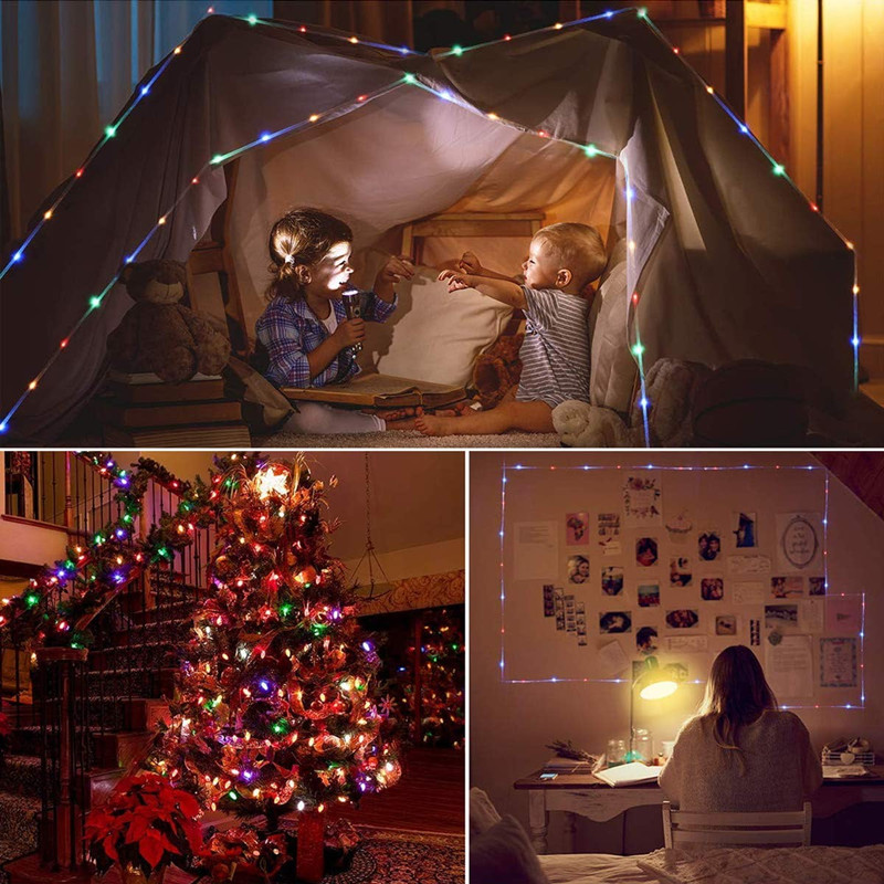 (Cool White) Solar String Lights Outdoor Waterproof LED Strip Rope Tube Lamp Christmas Fairy Garland String Lights for Garden Tree Yard Fence