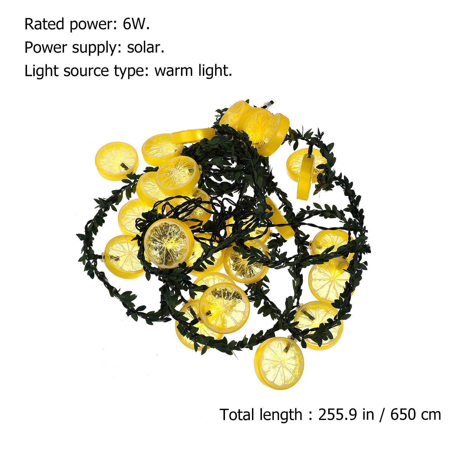 (500x5cm) 1Pcs LED Solar String Light Simulated Lemon Vine Decoration Outdoor Garden Yard Balcony Warm Lighting Eco Friendly Reusable