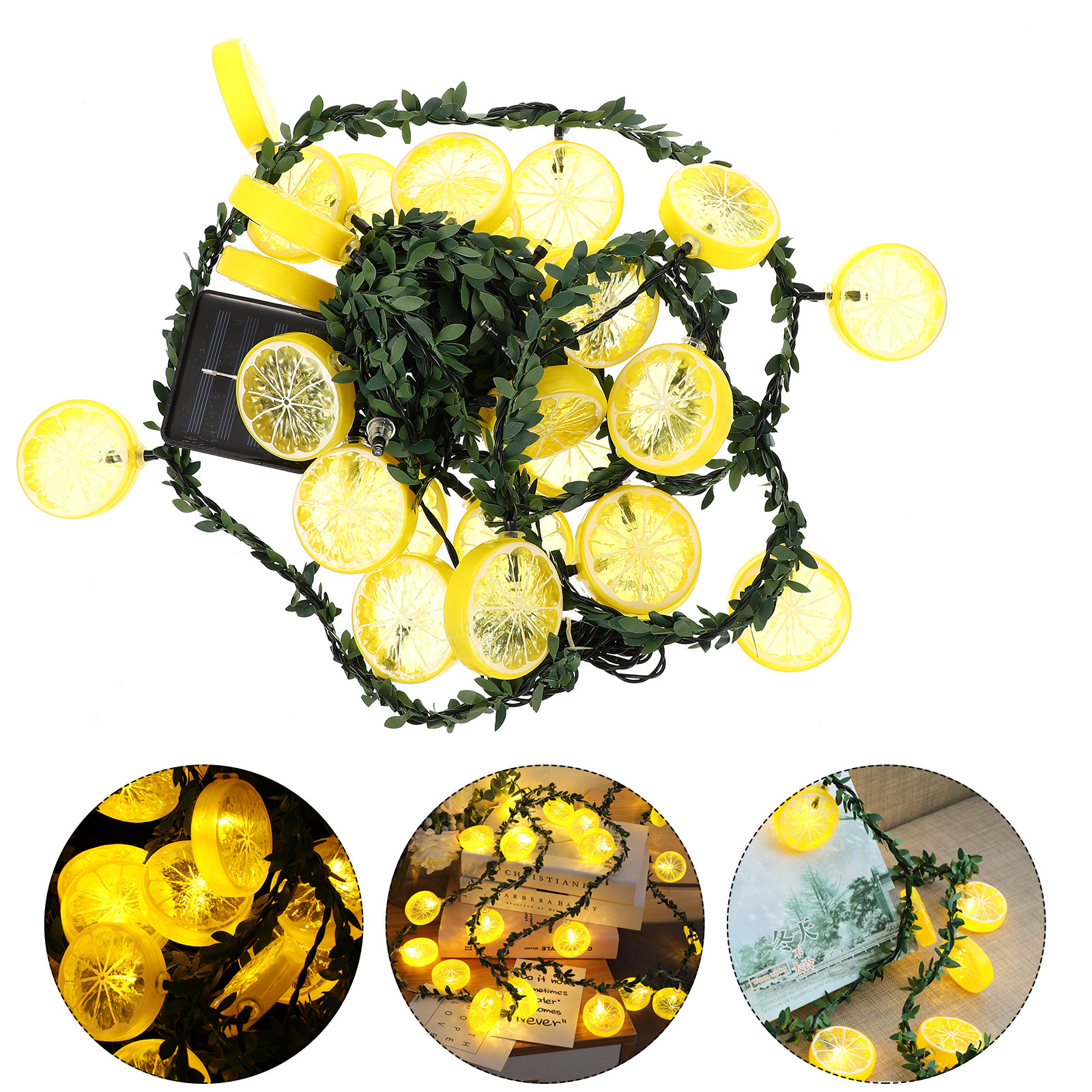 (500x5cm) 1Pcs LED Solar String Light Simulated Lemon Vine Decoration Outdoor Garden Yard Balcony Warm Lighting Eco Friendly Reusable
