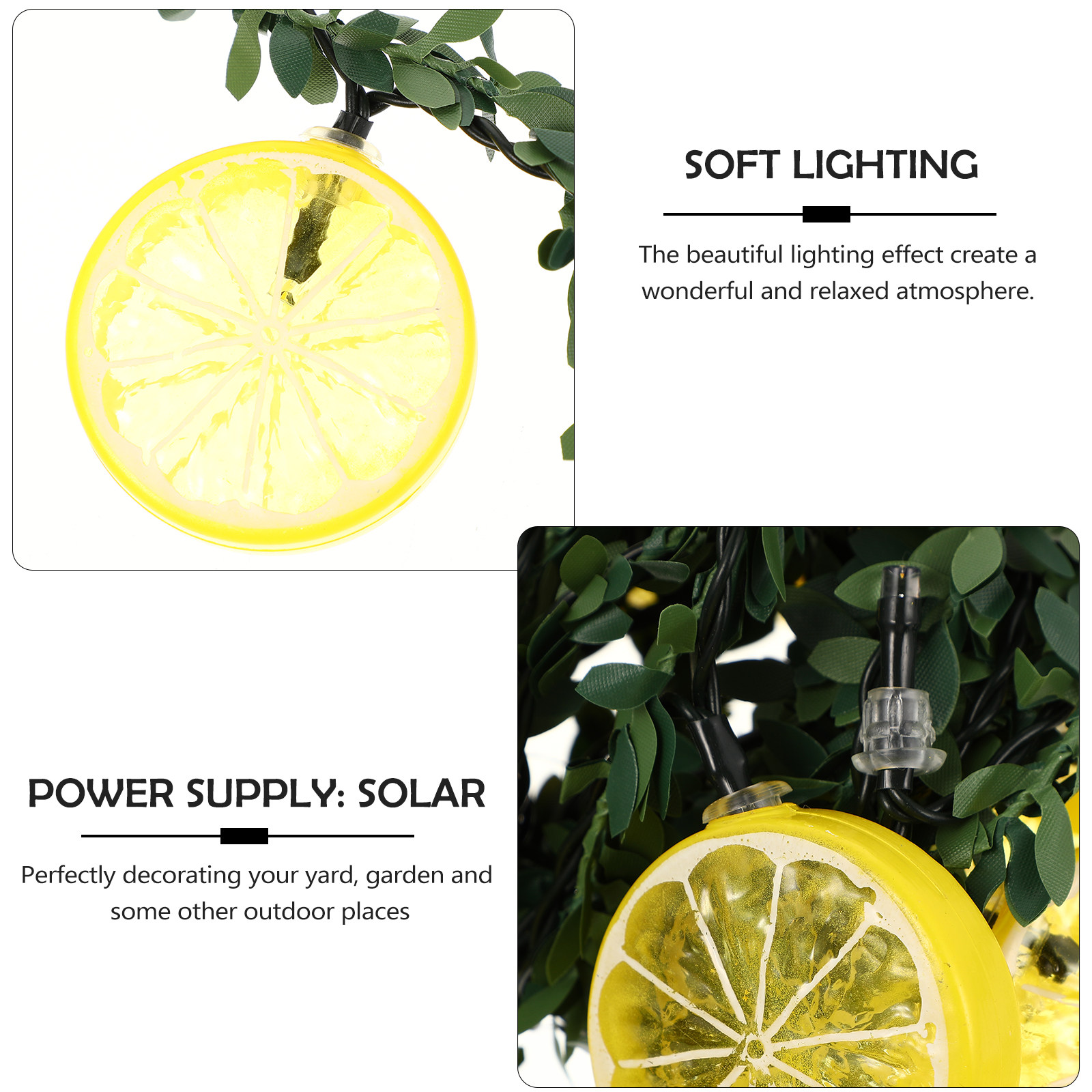 (500x5cm) 1Pcs LED Solar String Light Simulated Lemon Vine Decoration Outdoor Garden Yard Balcony Warm Lighting Eco Friendly Reusable