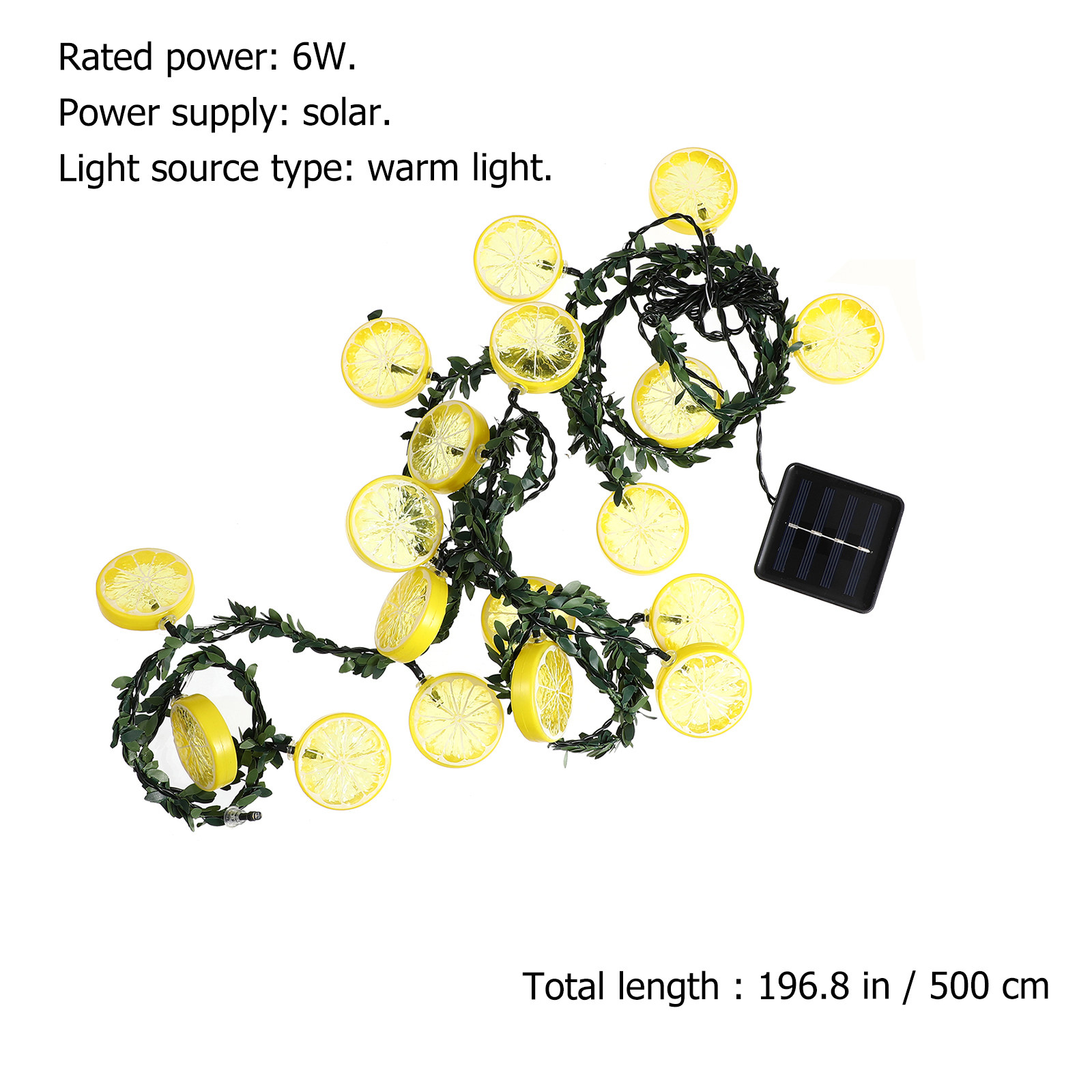 (500x5cm) 1Pcs LED Solar String Light Simulated Lemon Vine Decoration Outdoor Garden Yard Balcony Warm Lighting Eco Friendly Reusable