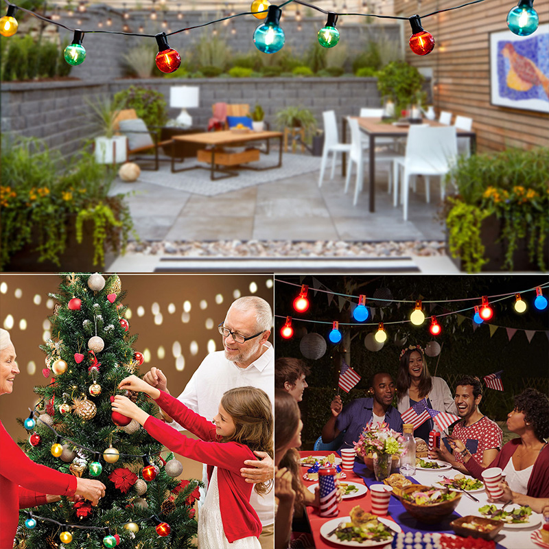 (7.5Meters) Power Bulb String Light Outdoor Waterproof IP44 Decoration For Party Bar Amusement Park Ornament RGB Lighting 