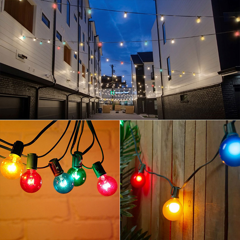 (7.5Meters) Power Bulb String Light Outdoor Waterproof IP44 Decoration For Party Bar Amusement Park Ornament RGB Lighting 