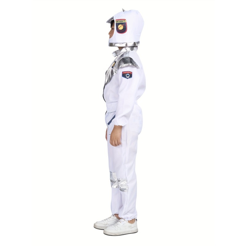 (130CM) Childrens Astronaut Uniform Spaceman Jumpsuit Halloween Cosplay Costume School Party Performance Outfit School Performance Wear