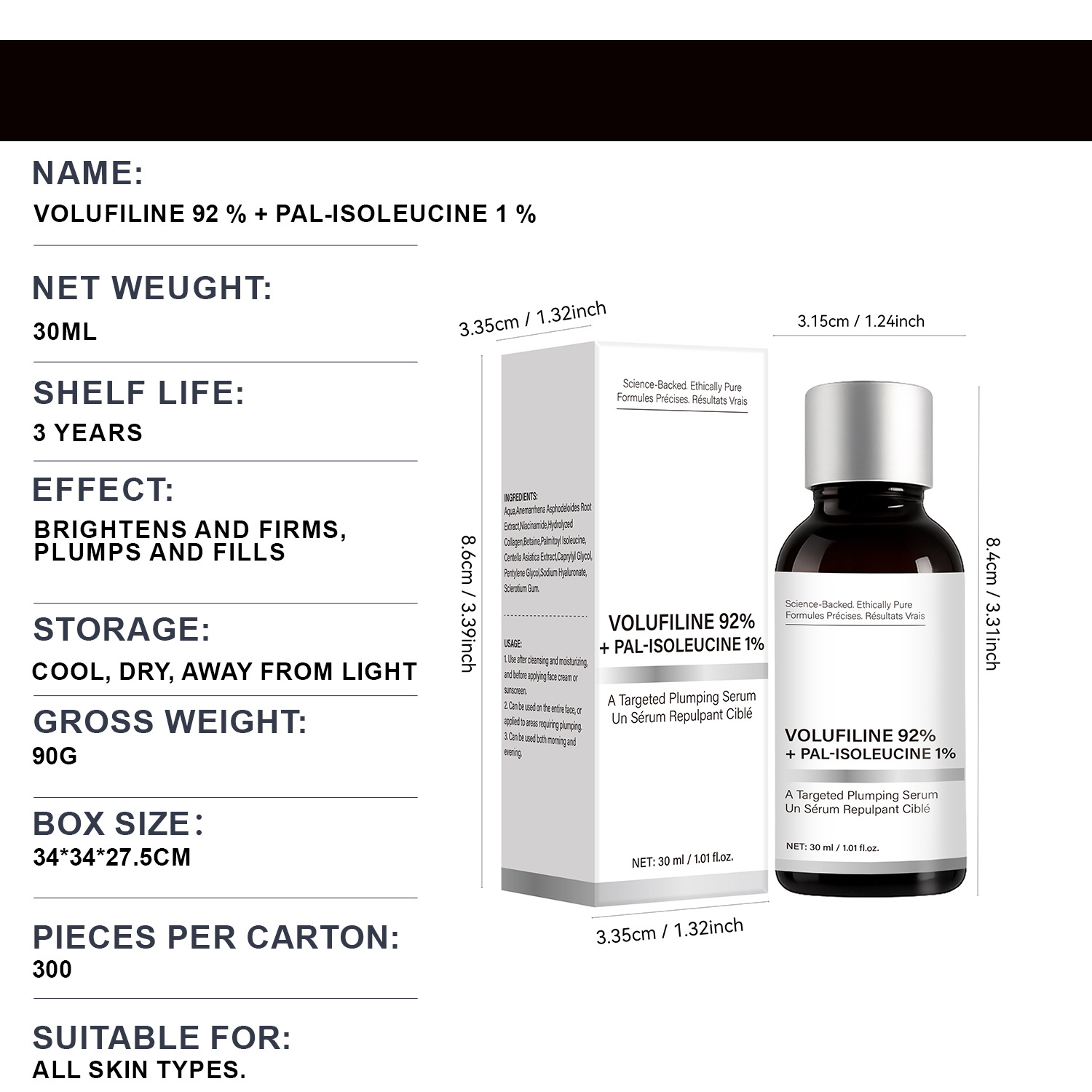 Velophilin 92 Percent Pal Isoleucine 1 Percent Essence For Skin Firming Smoothing And Rejuvenating Treatment 90g