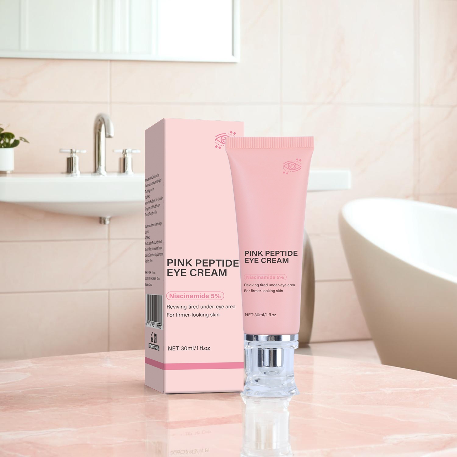 Pink Peptide Eye Cream 30ml Hydrating Moisturising Nourishing Eye Care for Daily Use Natural 30ml