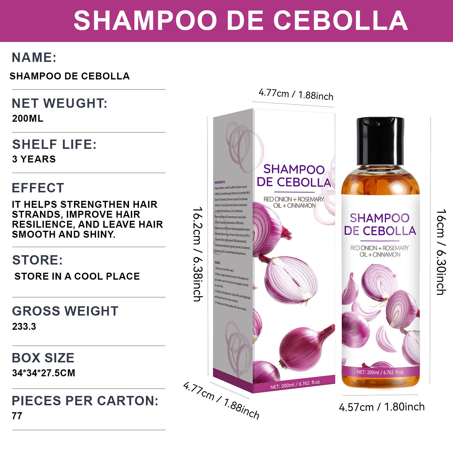 Onion Shampoo Deep Cleansing Repairing Hair And Scalp Nourishing Daily Wash 200ml