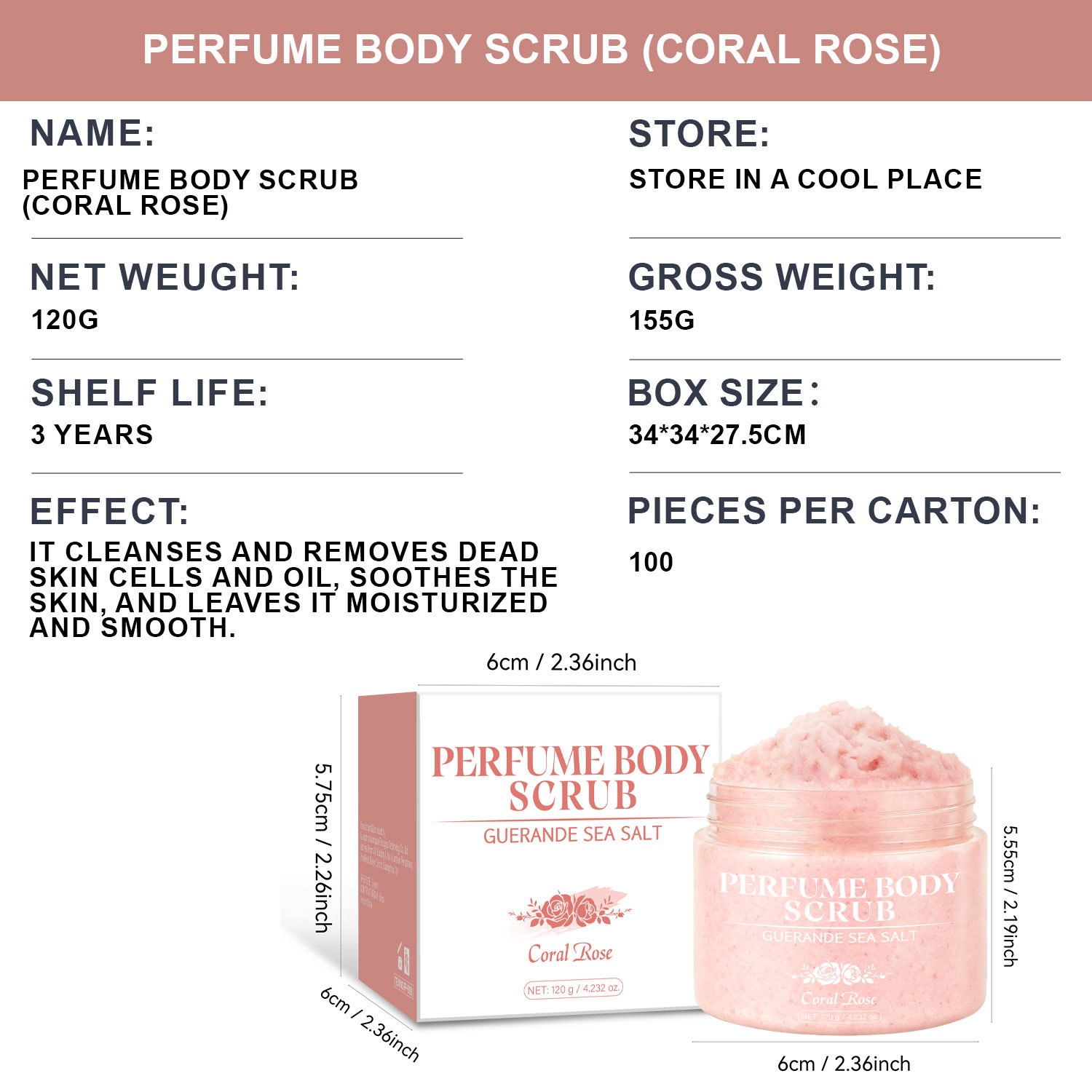 Sea Salt Scented Body Scrub Pink Coral Rose Fragrance For Exfoliating Smoothing Moisturizing Daily Shower Skin Care