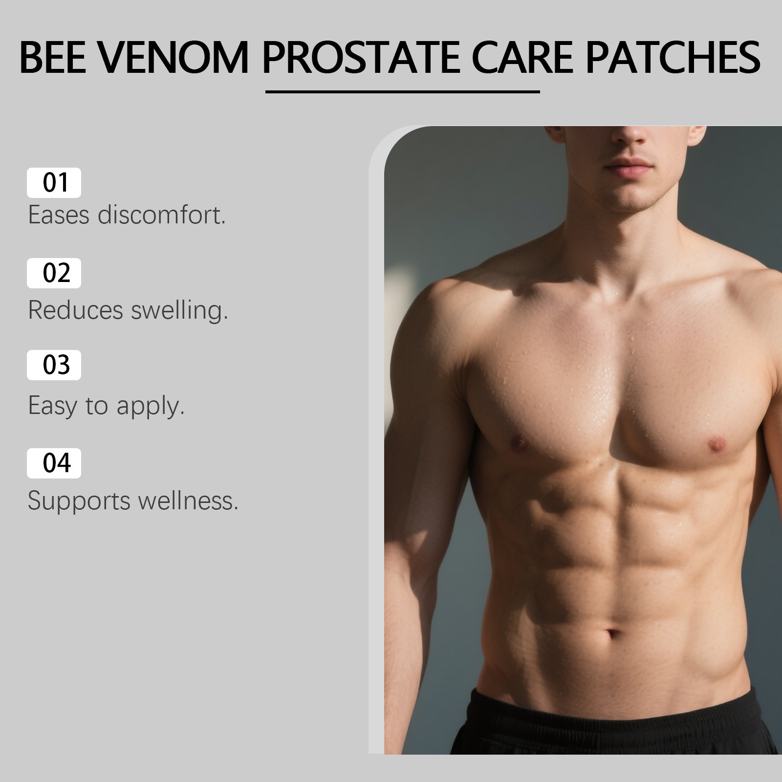 Bee Venom Men Nourishing Care Patch Gentle Daily Moisturizing For Body Skin Comfort And Softness