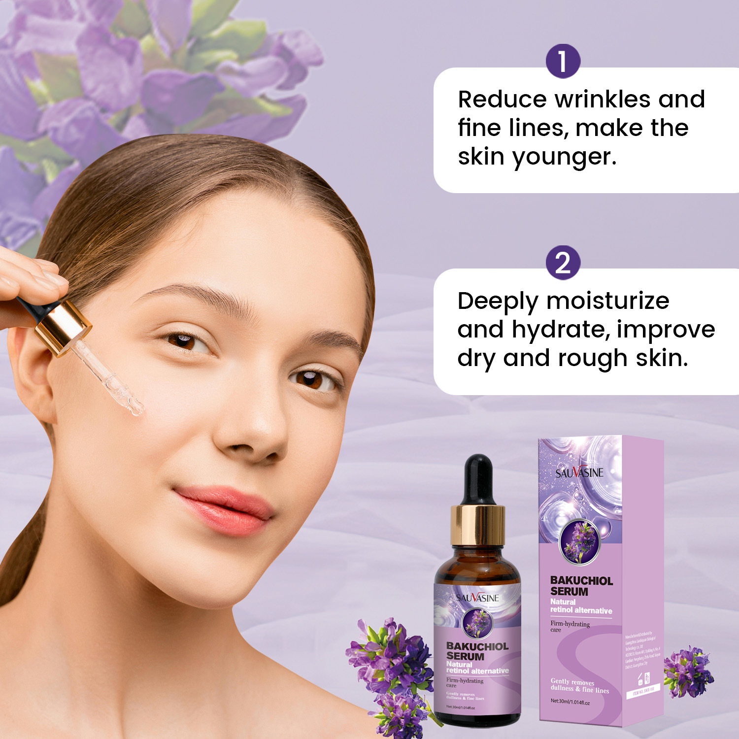 Bakuchiol Serum For Anti Aging Wrinkle Reduction Skin Smoothing Firming Daily Face Care Treatment 30ml
