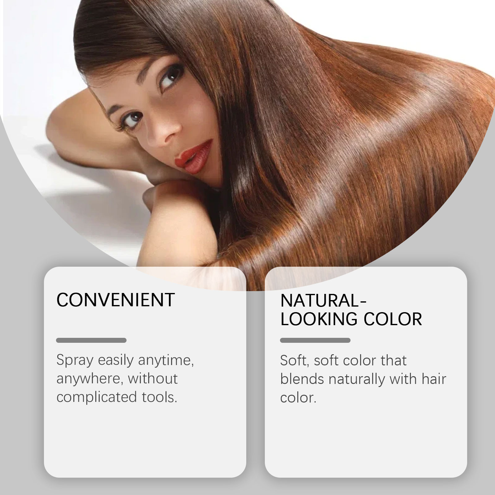(Black) Mild Natural Disposable Portable Daily Brown Hair Color Touch Up Spray For Hair Coloring Repair