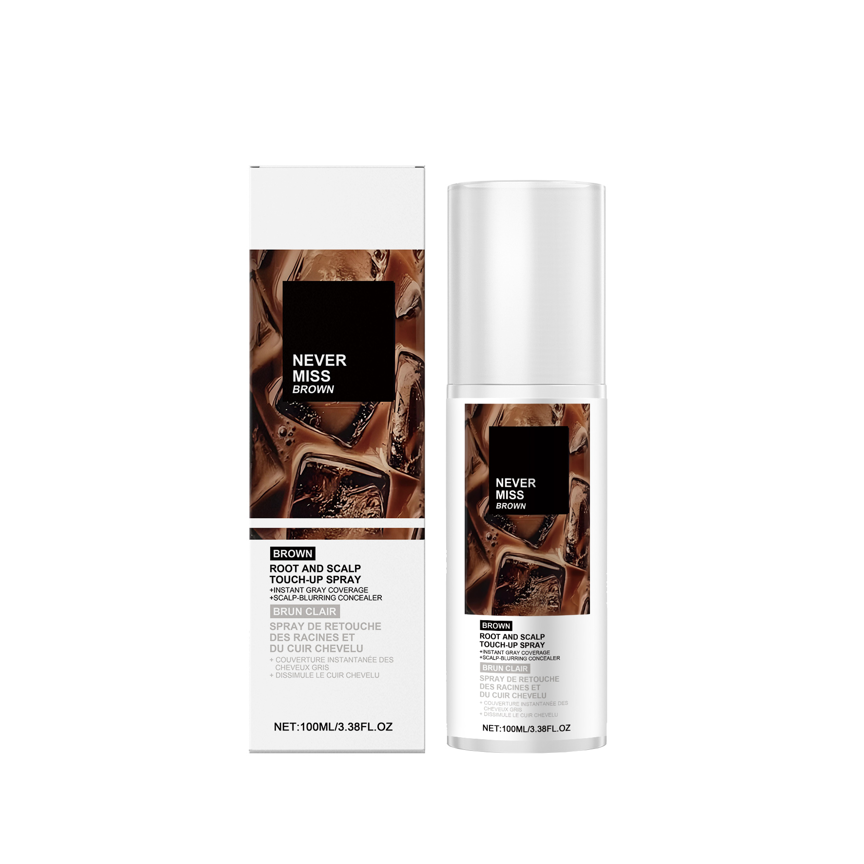 (Black) Mild Natural Disposable Portable Daily Brown Hair Color Touch Up Spray For Hair Coloring Repair