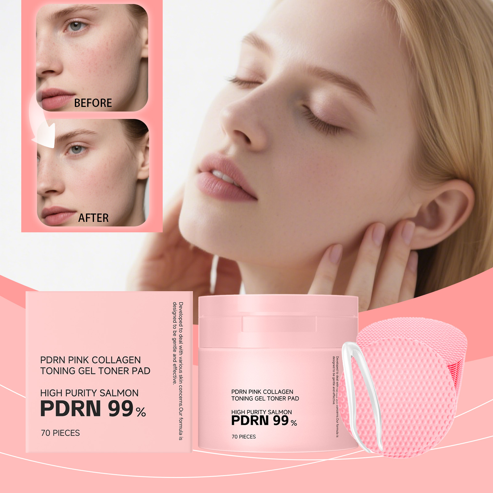 Collagen Soothing Essence Cotton Pad Moisturizing Hydrating Brightening Mild Ingredients Balance Skin Oil Daily Skin Care