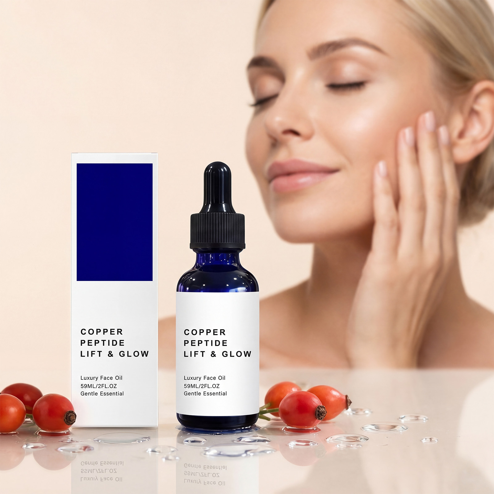 Copper Peptide Skin Care Oil Moisturizing Soothing Mild Hydrating Soft Glow Essence For Facial Skin Care