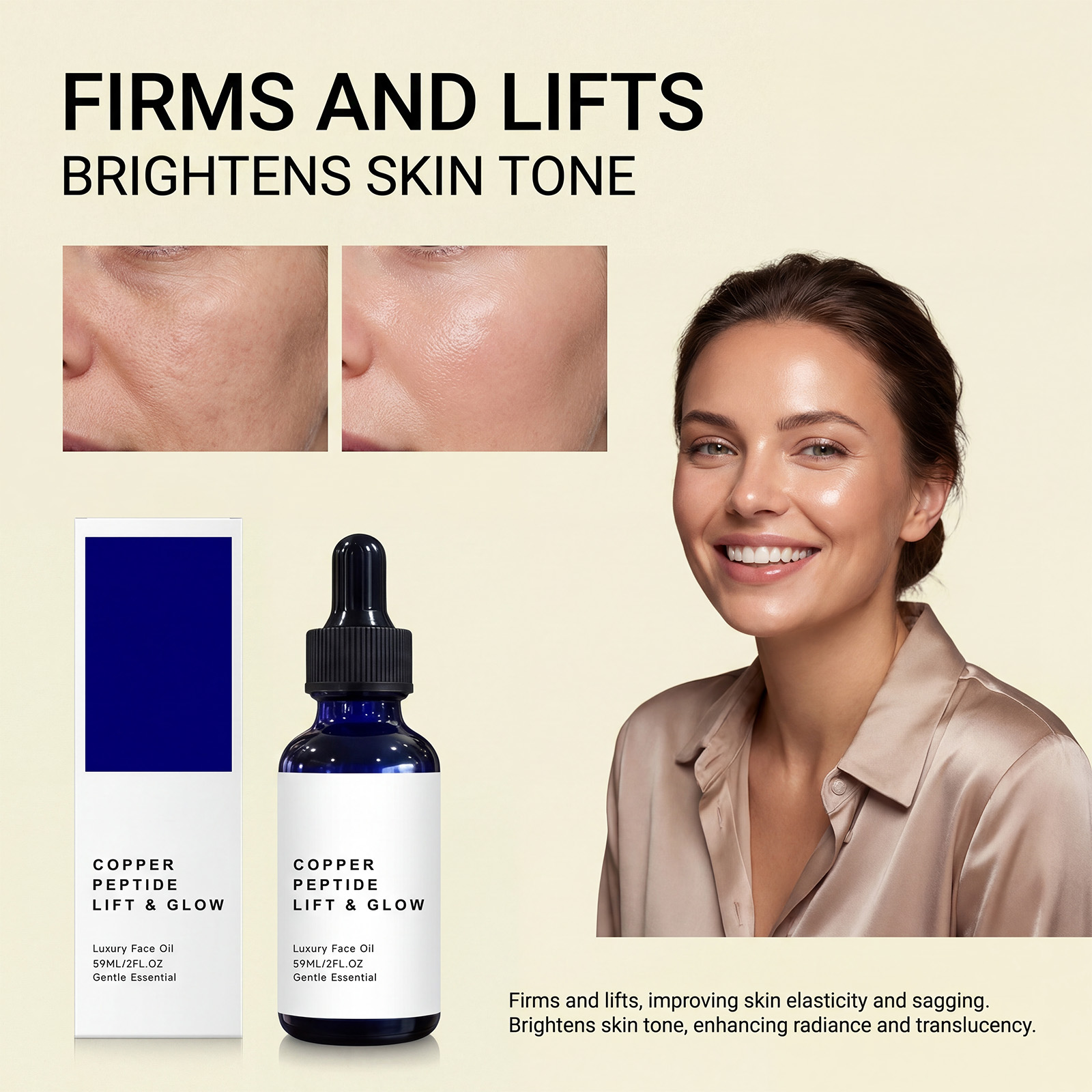 Copper Peptide Skin Care Oil Moisturizing Soothing Mild Hydrating Soft Glow Essence For Facial Skin Care