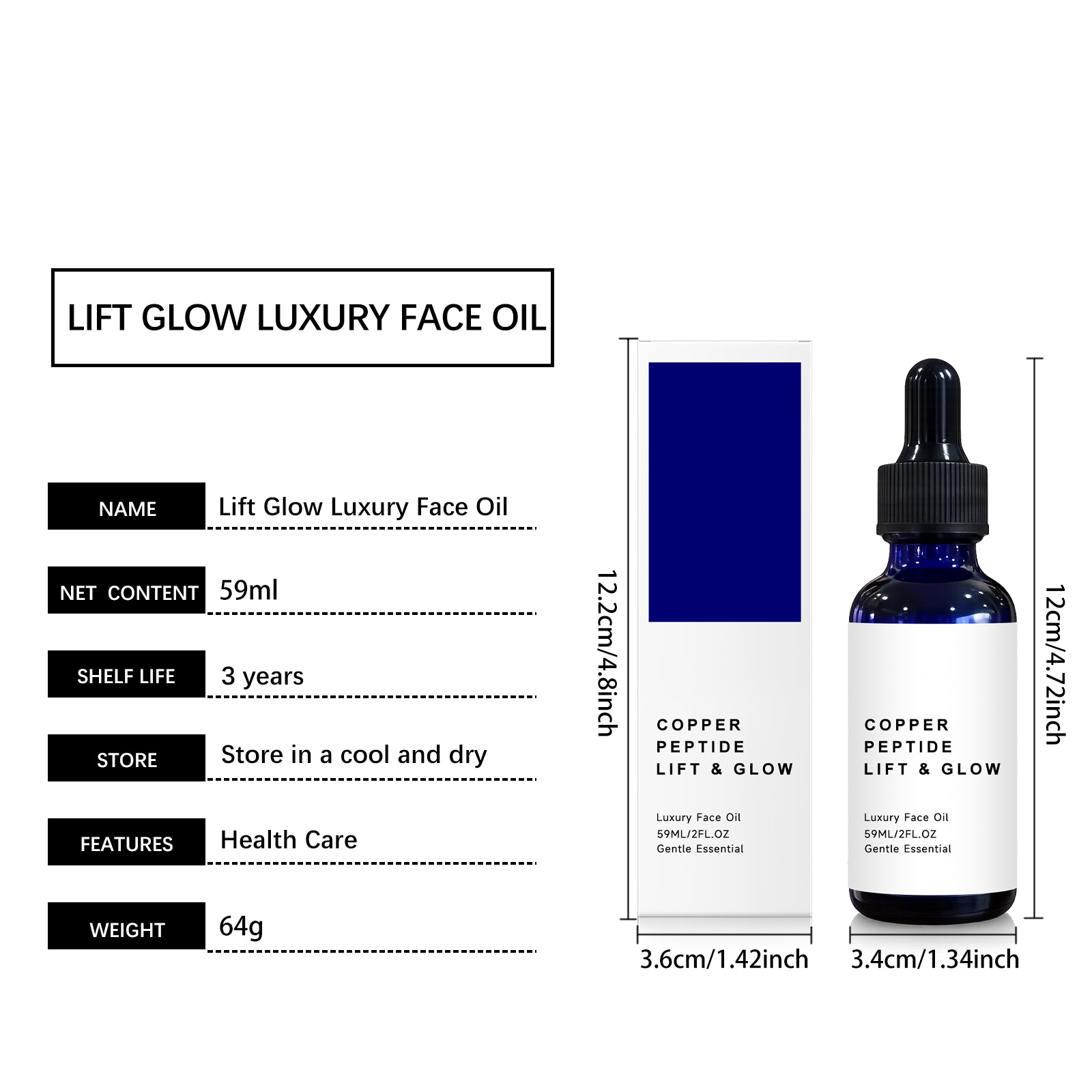 Copper Peptide Skin Care Oil Moisturizing Soothing Mild Hydrating Soft Glow Essence For Facial Skin Care
