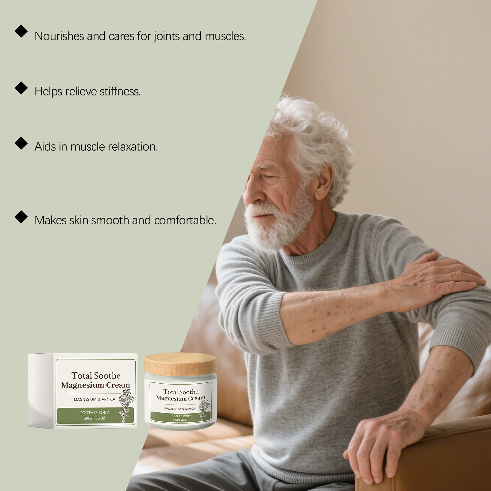 Body Care Magnesium Cream Herbal Extract Mild Comfort Knee Joint Back Daily Body Skin Care