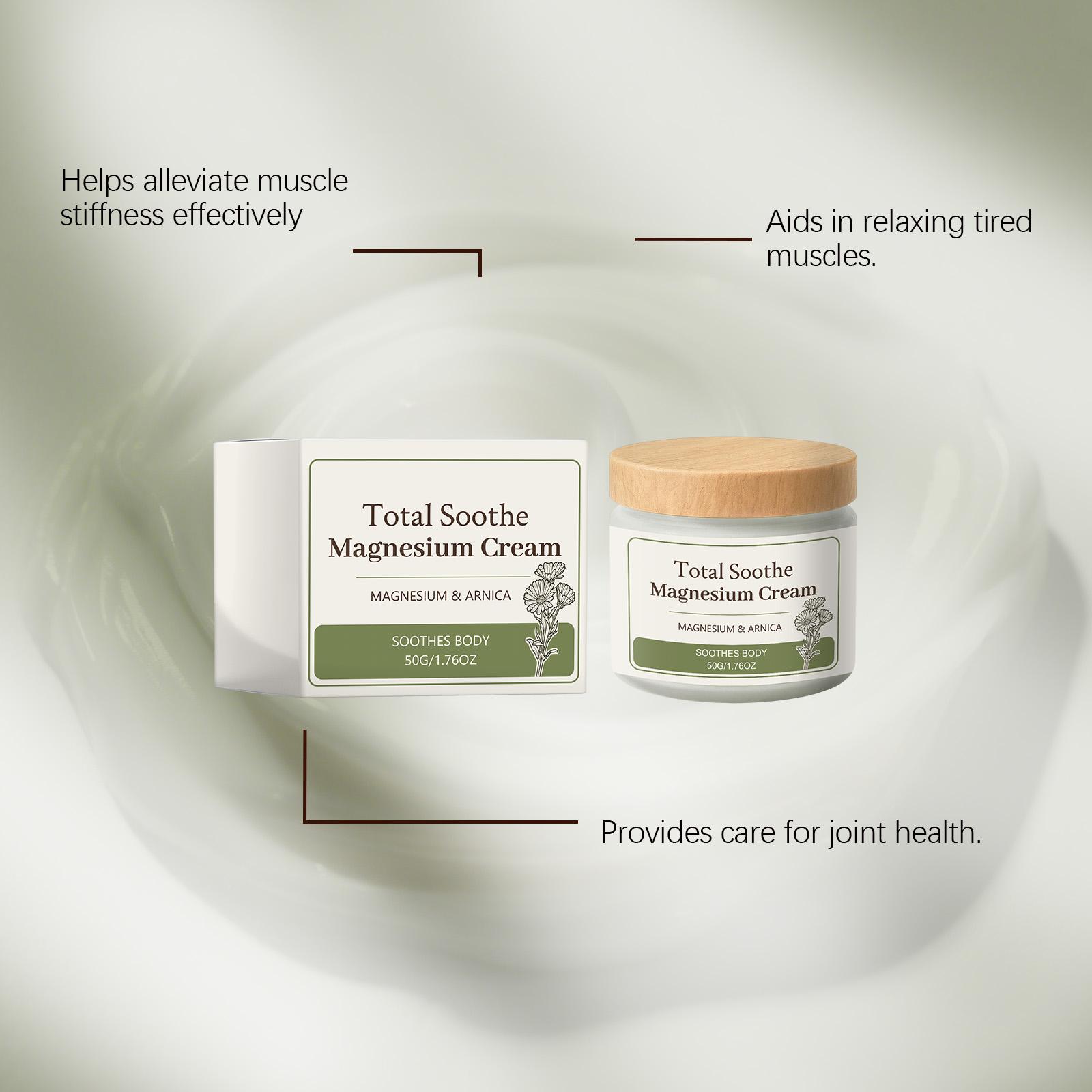 Body Care Magnesium Cream Herbal Extract Mild Comfort Knee Joint Back Daily Body Skin Care