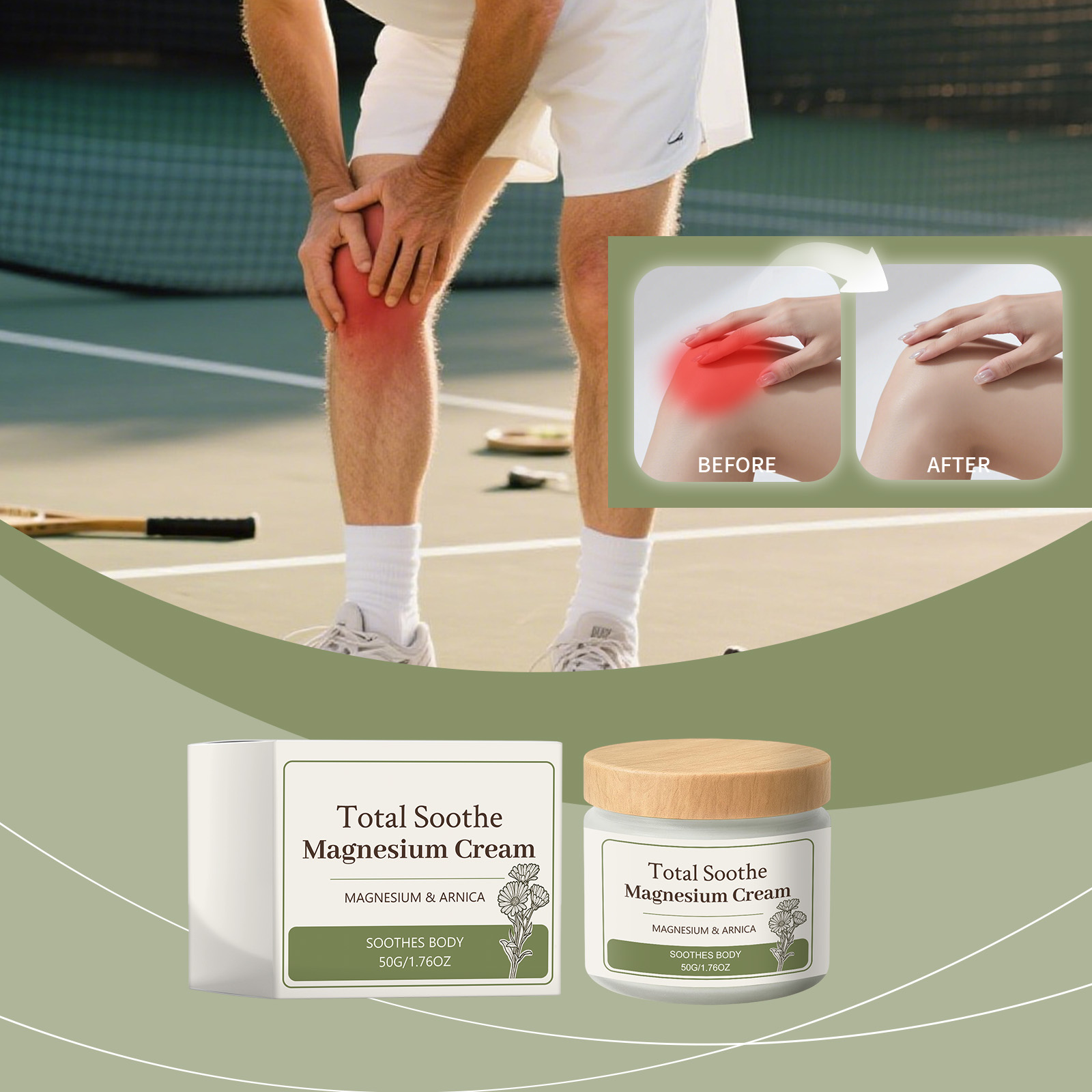 Body Care Magnesium Cream Herbal Extract Mild Comfort Knee Joint Back Daily Body Skin Care