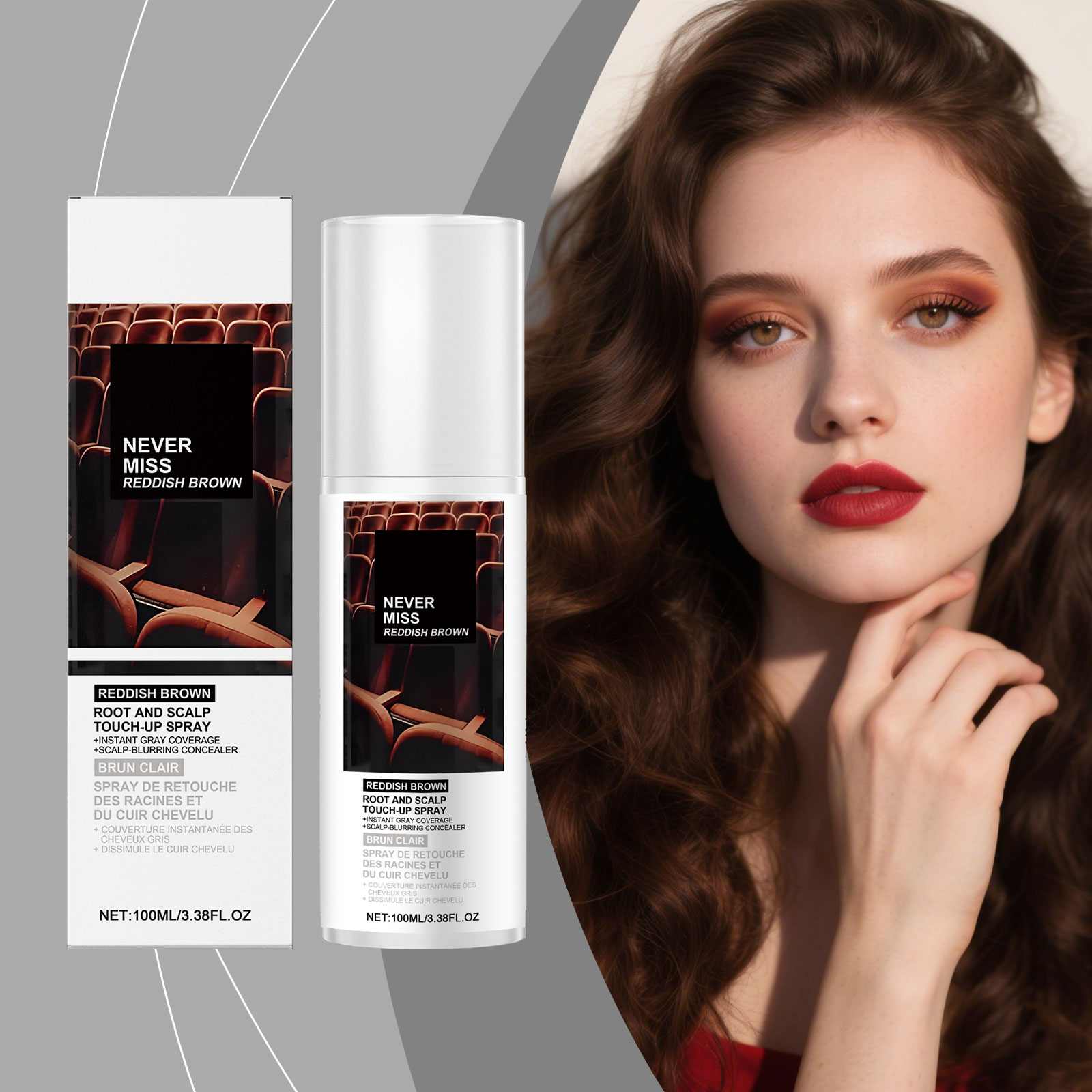 (Red Brown) Mild Natural Disposable Portable Daily Brown Hair Color Touch Up Spray For Hair Coloring Repair