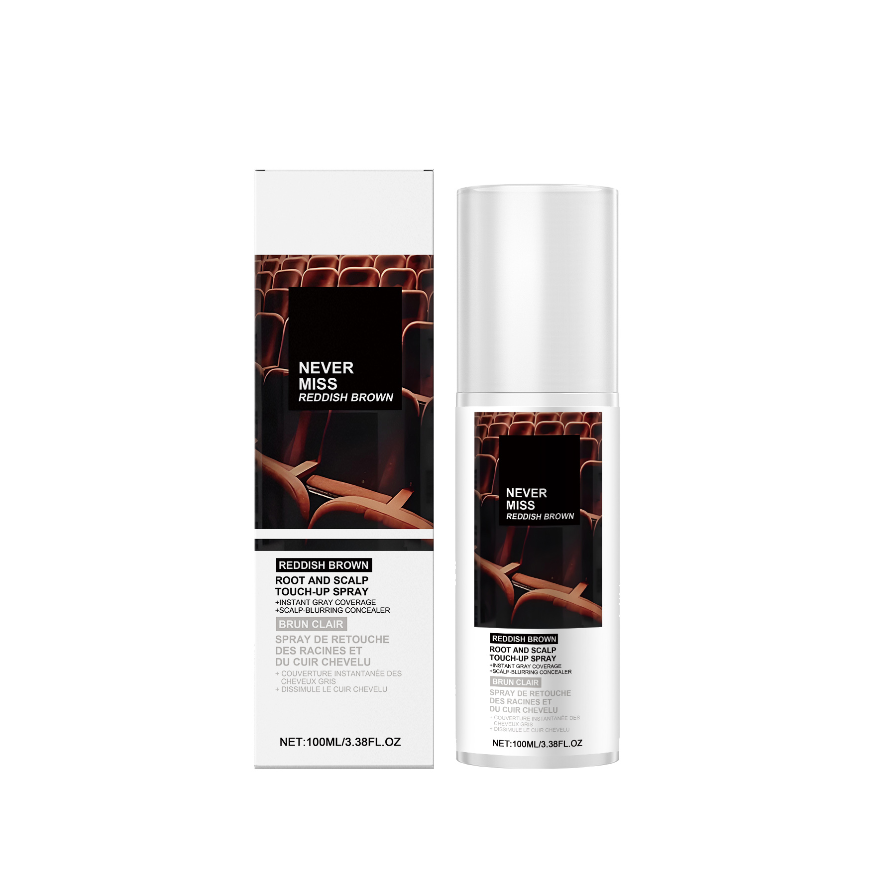 (Red Brown) Mild Natural Disposable Portable Daily Brown Hair Color Touch Up Spray For Hair Coloring Repair