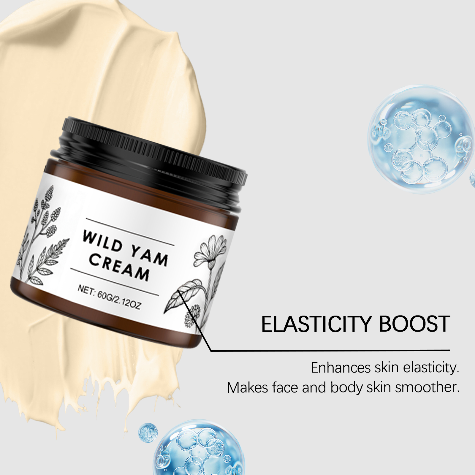 Wild Yam Balancing Moisturizing Cream For Women Face Body Universal Quick Absorb Boost Skin Elasticity Bright Translucent Radiance