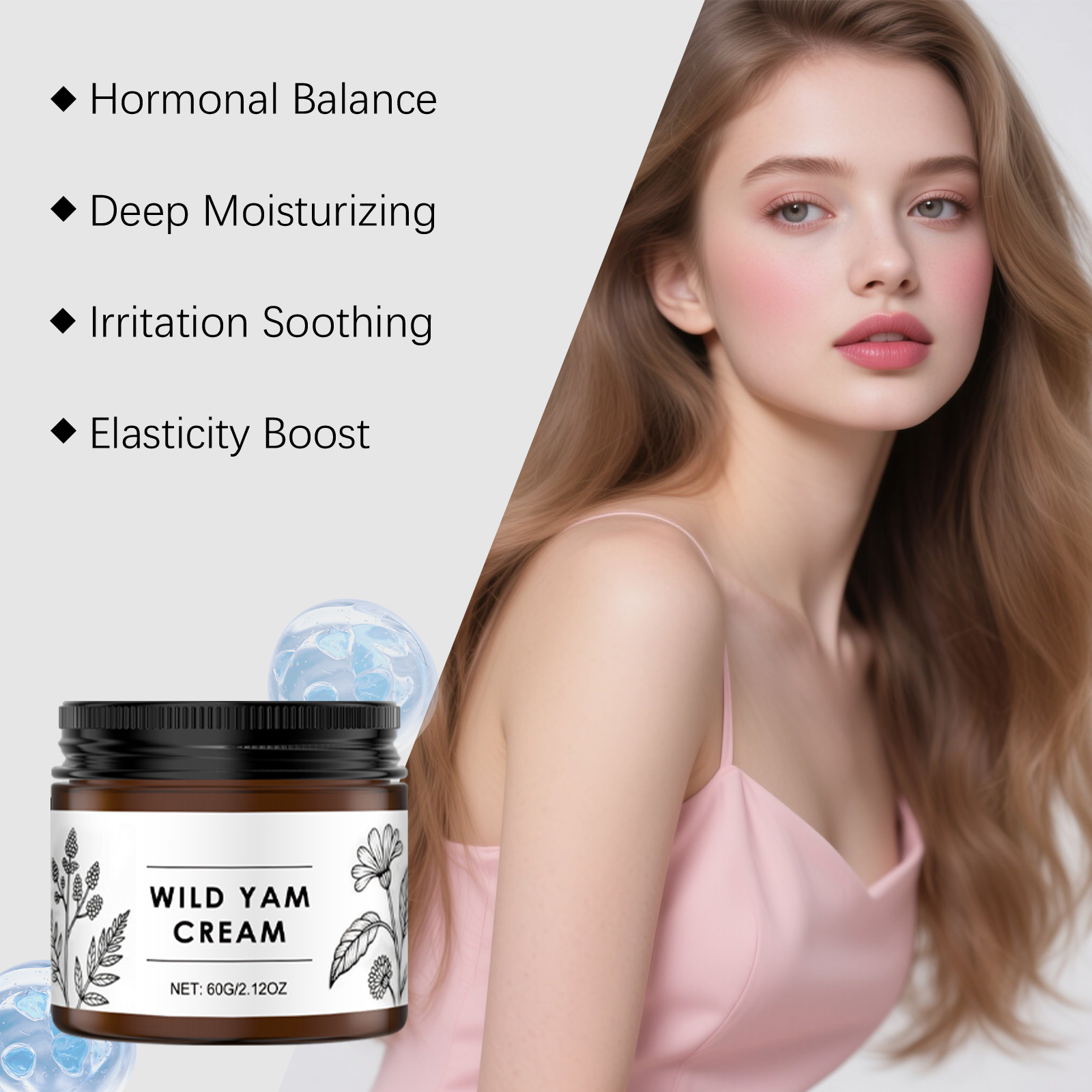 Wild Yam Balancing Moisturizing Cream For Women Face Body Universal Quick Absorb Boost Skin Elasticity Bright Translucent Radiance