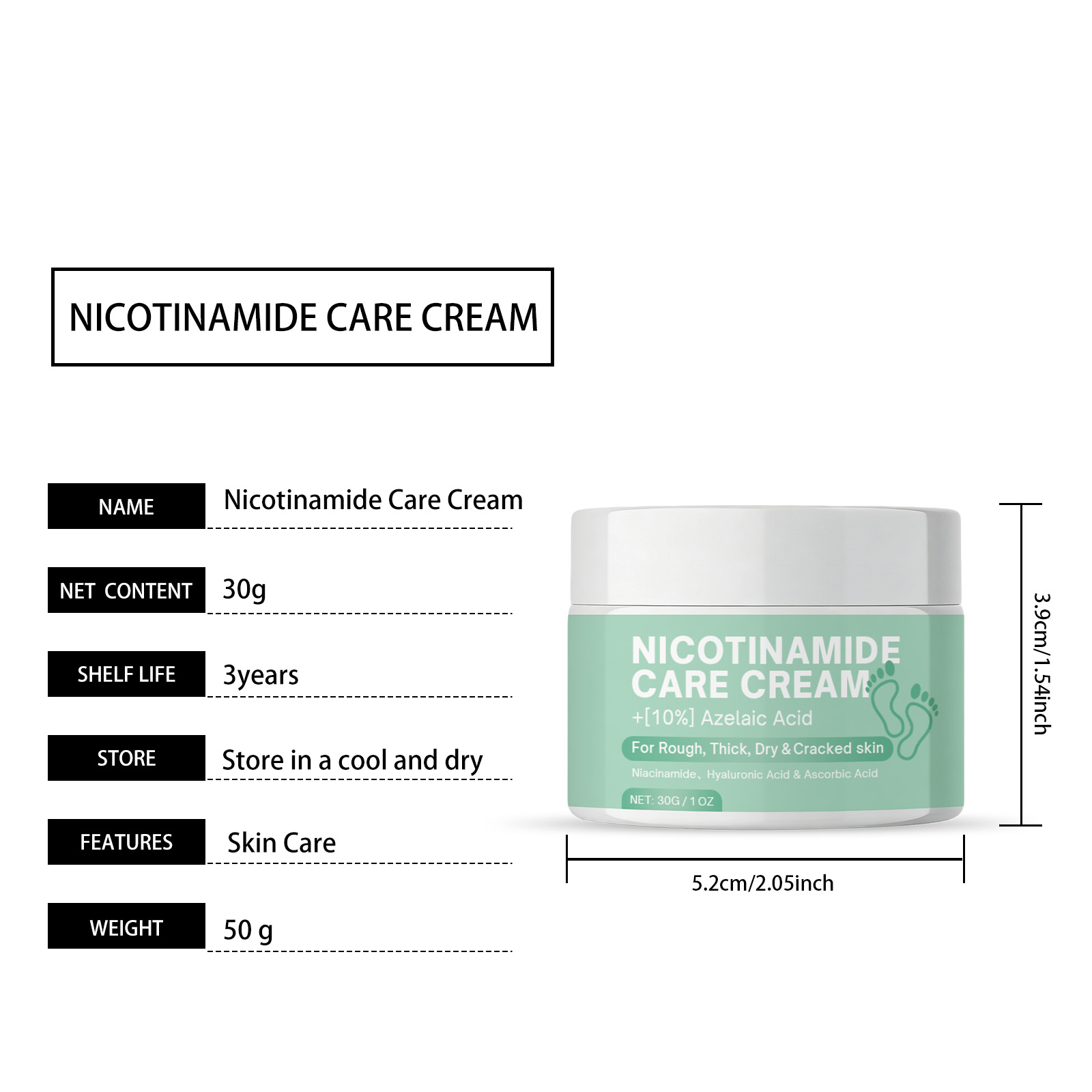 Nicotinamide Foot Care Cream Guard Epidermis Moisturize Tender Elastic Hydrate Radiant Daily Tissue Keep Silky