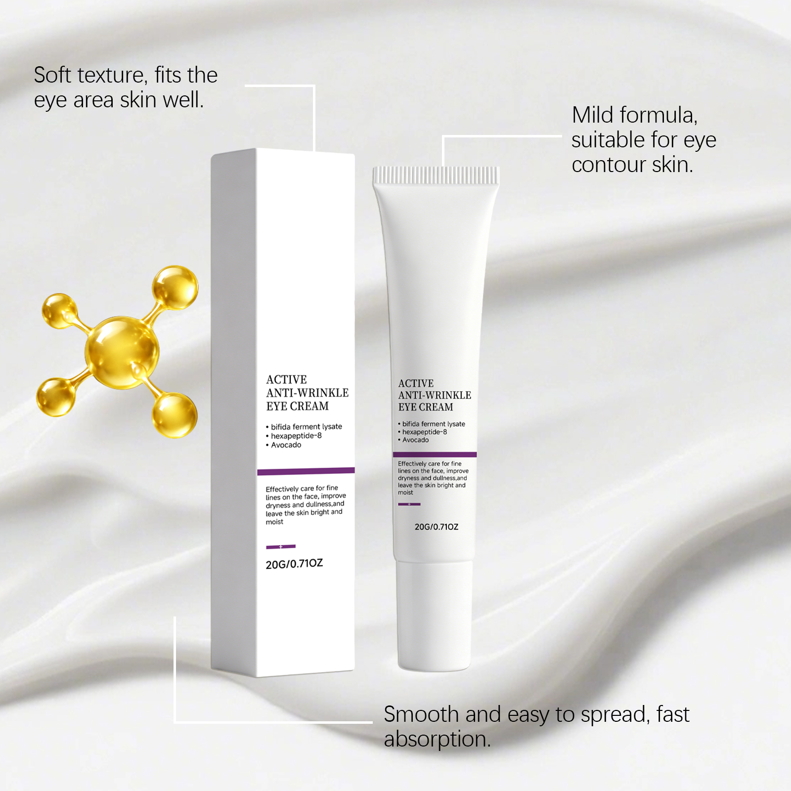 Moisturizing Nourishing Eye Cream Soft Smooth Light Texture Hydrate Skin Around Eyes Gentle Smoothen Massage Care Tissue