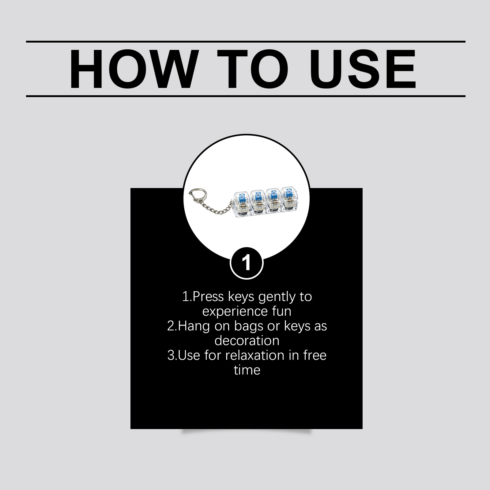 Four Key Backlit Keyboard Toy Pendant Portable Fun Stress Relief Click Press Daily Carry Anytime Play Small Gadget For Entertainment