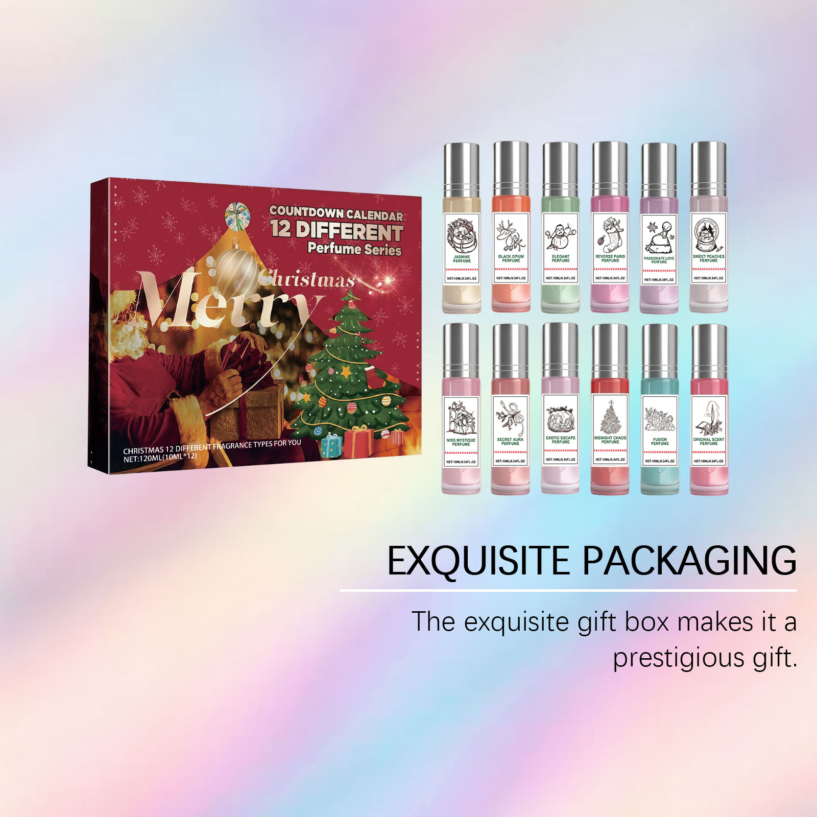 Christmas Colorful Countdown Perfume Gift Box Twelve Unique Warm Surprise Holiday Fragrance Set