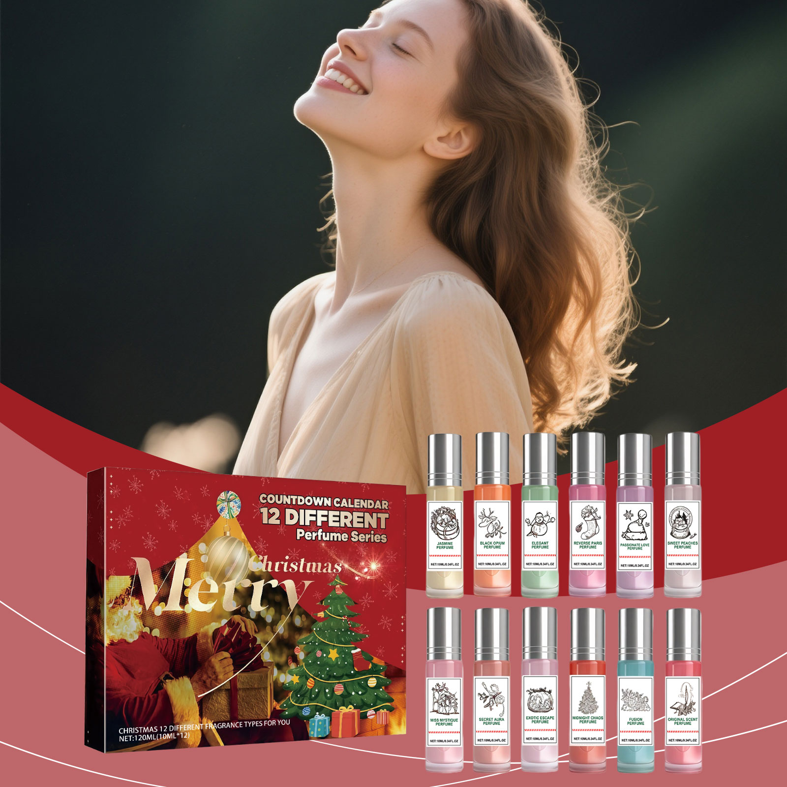 Christmas Colorful Countdown Perfume Gift Box Twelve Unique Warm Surprise Holiday Fragrance Set