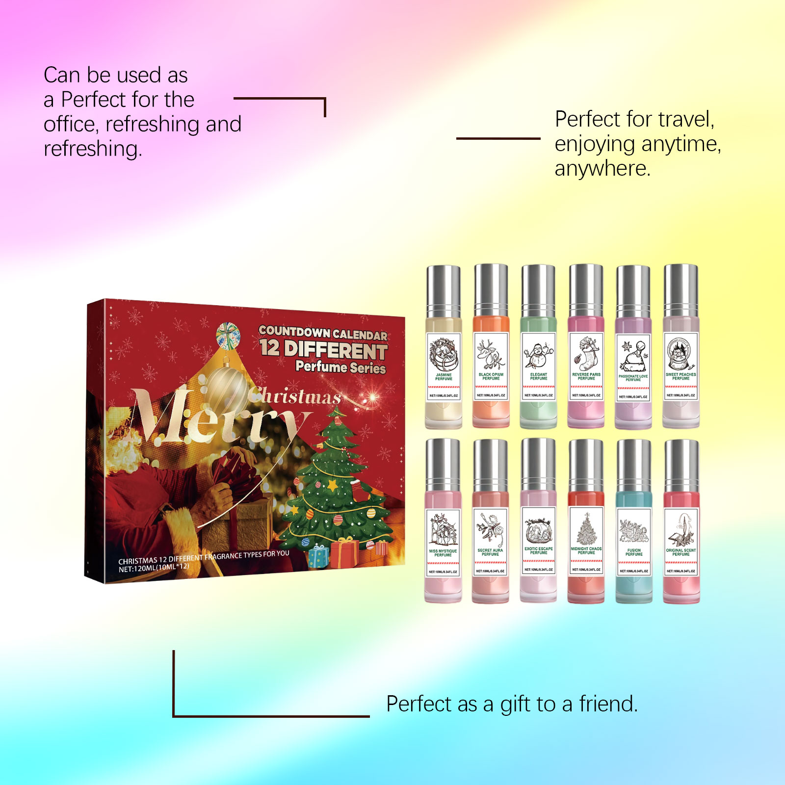 Christmas Colorful Countdown Perfume Gift Box Twelve Unique Warm Surprise Holiday Fragrance Set