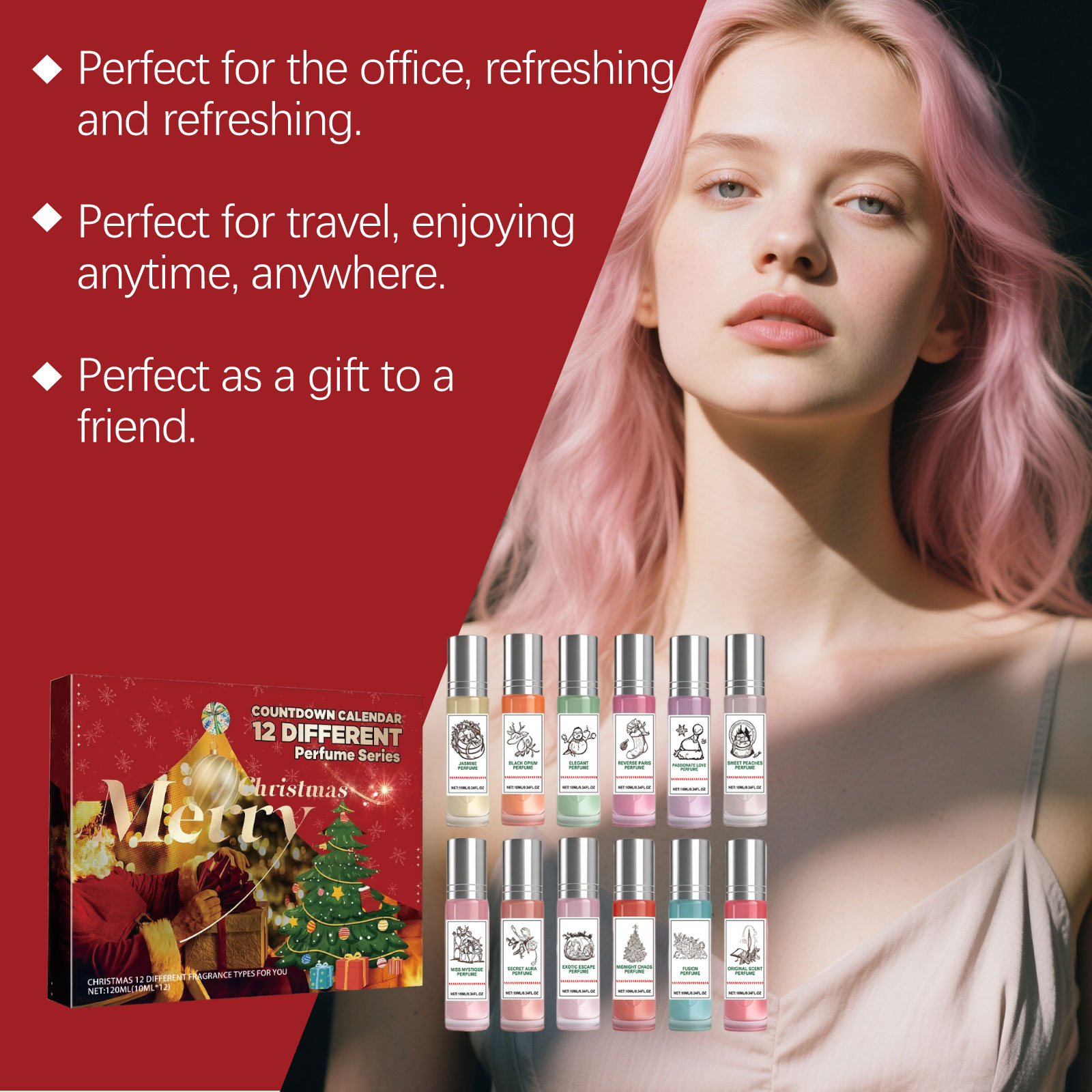 Christmas Colorful Countdown Perfume Gift Box Twelve Unique Warm Surprise Holiday Fragrance Set