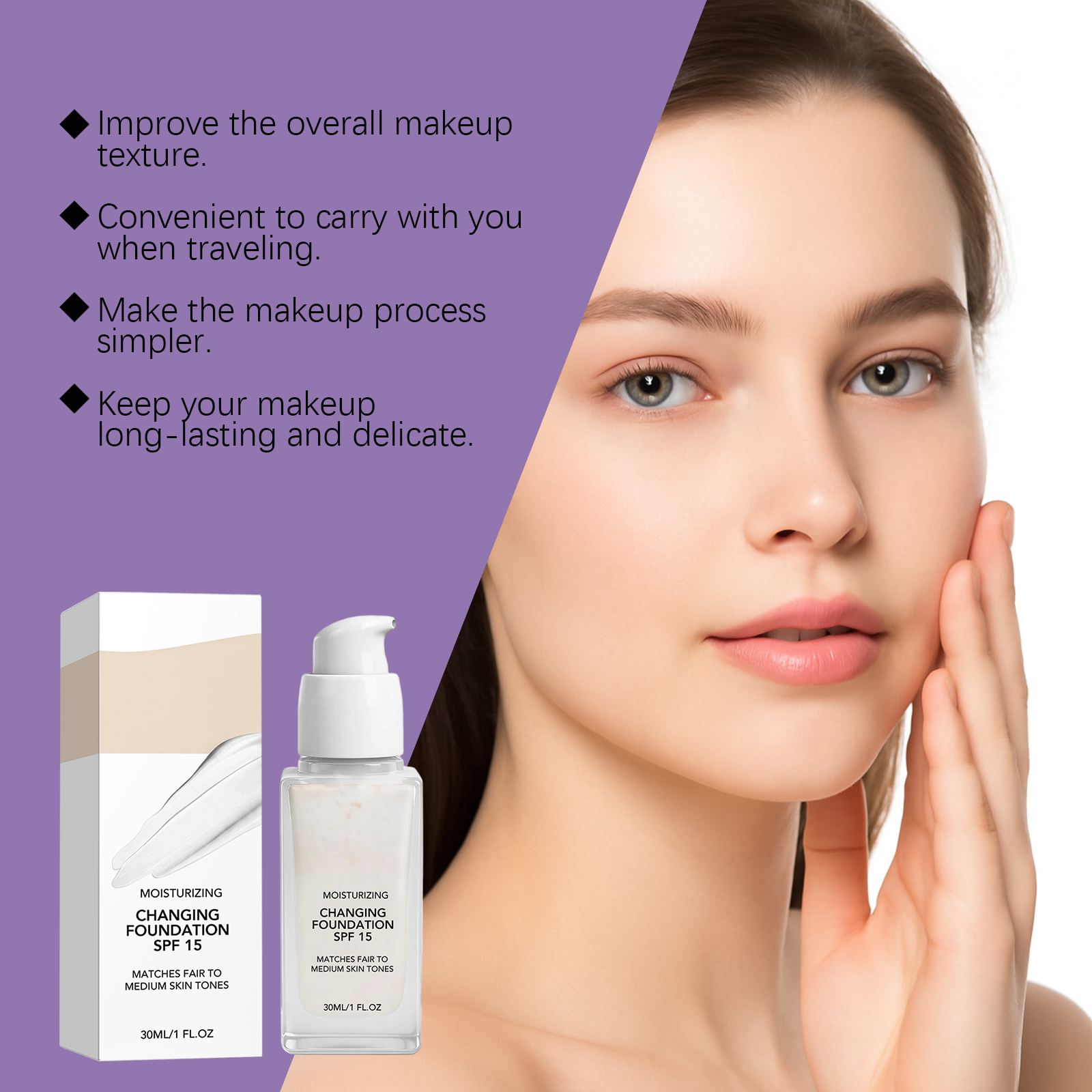 Moisturizing Temperature Changing Foundation Hydrating Sheer Skin Adhering Delicate Soft Natural Facial Makeup