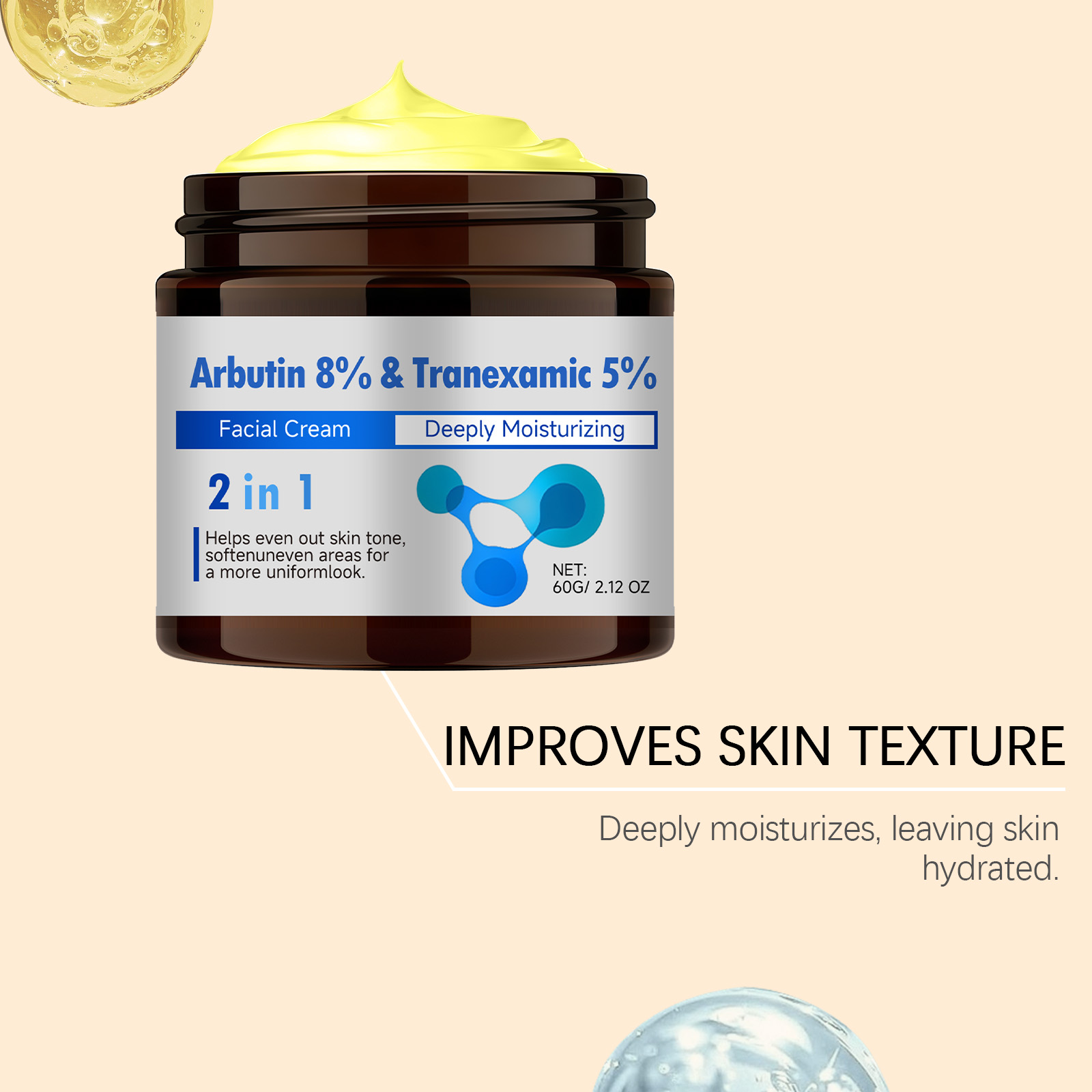 Moisturizing Care Cream Light Glossy Fresh Smooth Delicate Hydrating Fast Absorb Gentle Spread Facial