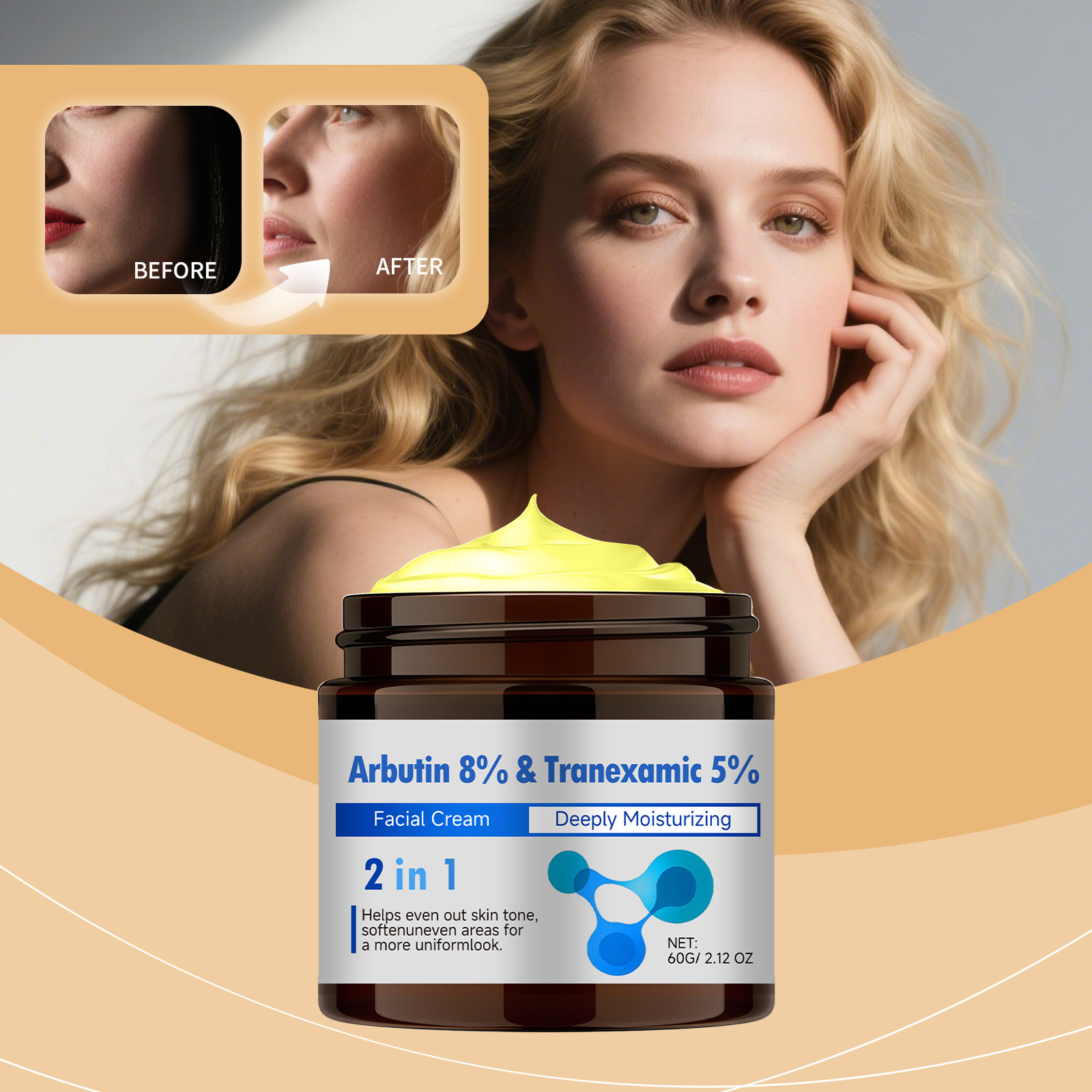 Moisturizing Care Cream Light Glossy Fresh Smooth Delicate Hydrating Fast Absorb Gentle Spread Facial