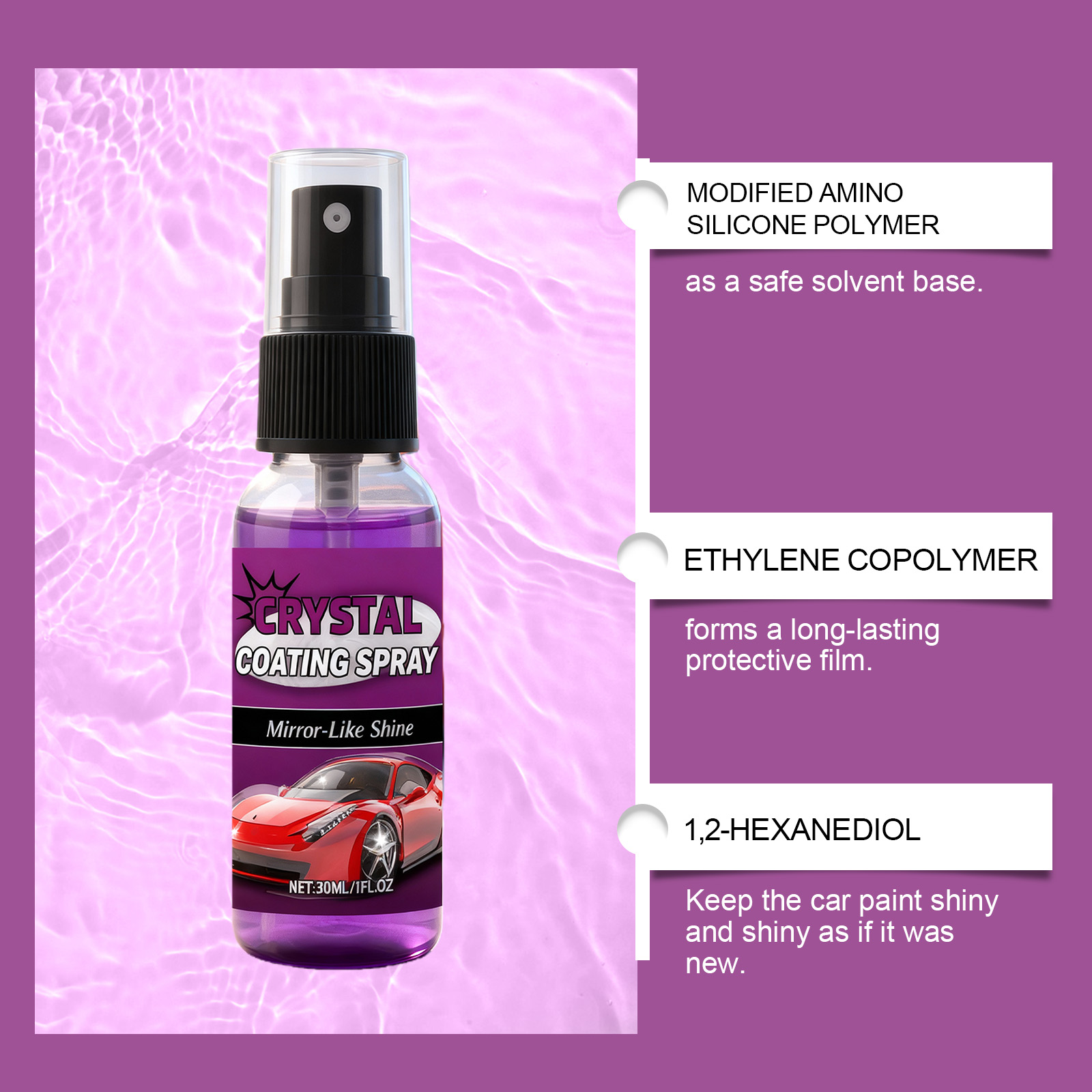 Car Coating Spray Mirror Finish Coating Spray Boost Shine For Daily Auto Paint Care