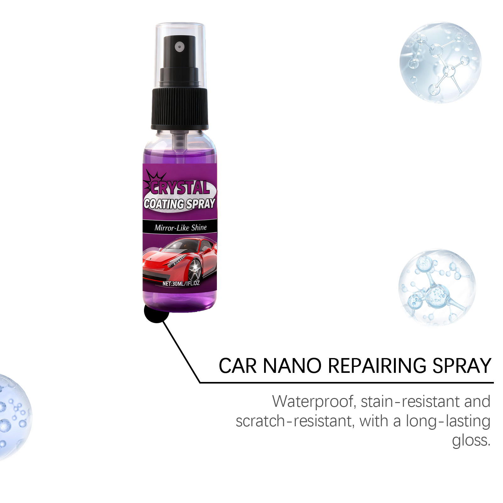 Car Coating Spray Mirror Finish Coating Spray Boost Shine For Daily Auto Paint Care