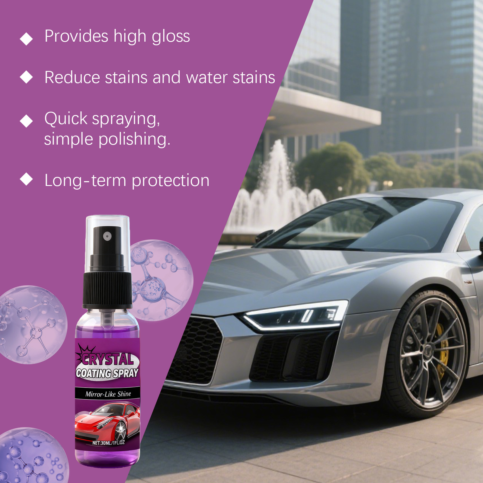 Car Coating Spray Mirror Finish Coating Spray Boost Shine For Daily Auto Paint Care