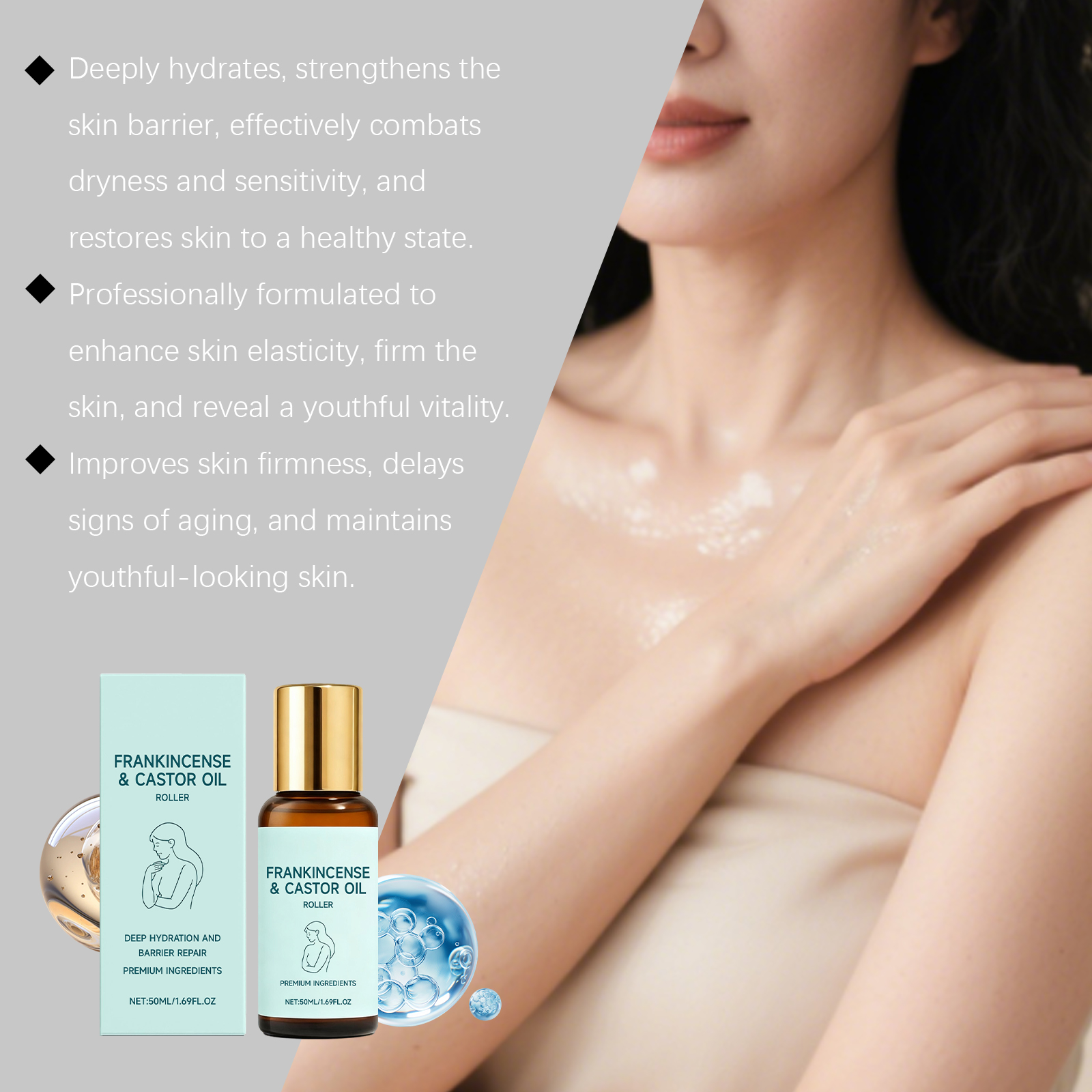 Castor Oil Moisturizing Care Roller Gentle Ingredients Nourish Whole Body Skin Convenient Daily Care Roller