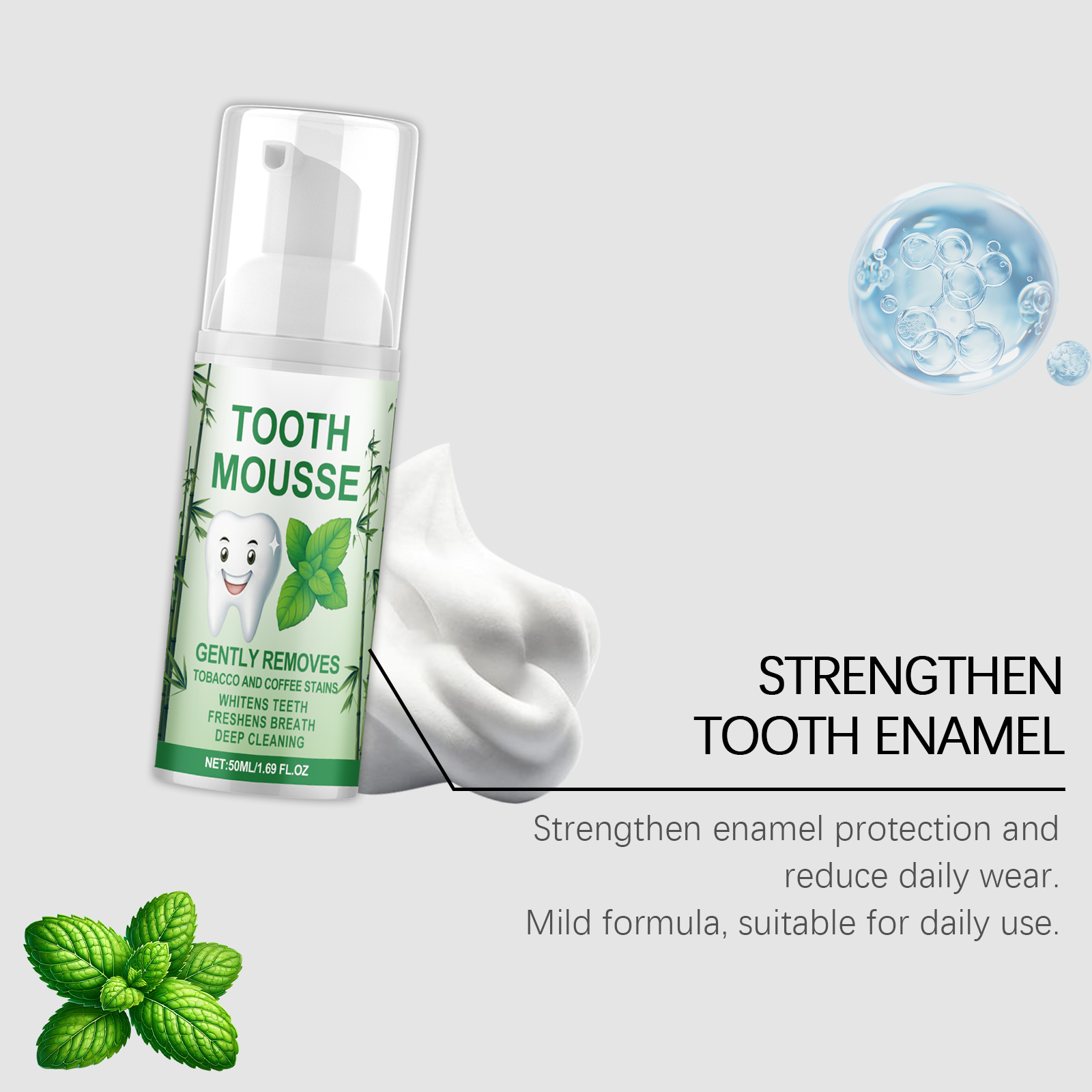Fresh Care Mousse Mild Formula Refreshing Comfort Long Lasting Fragrance Odor Reduction Teeth Cleaning Daily Use