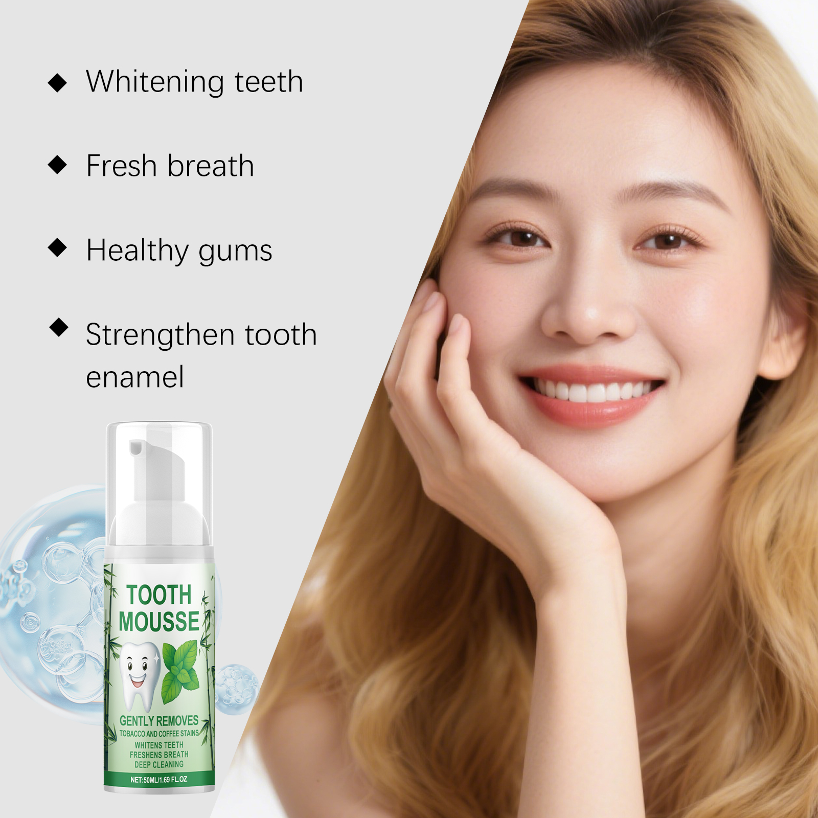 Fresh Care Mousse Mild Formula Refreshing Comfort Long Lasting Fragrance Odor Reduction Teeth Cleaning Daily Use