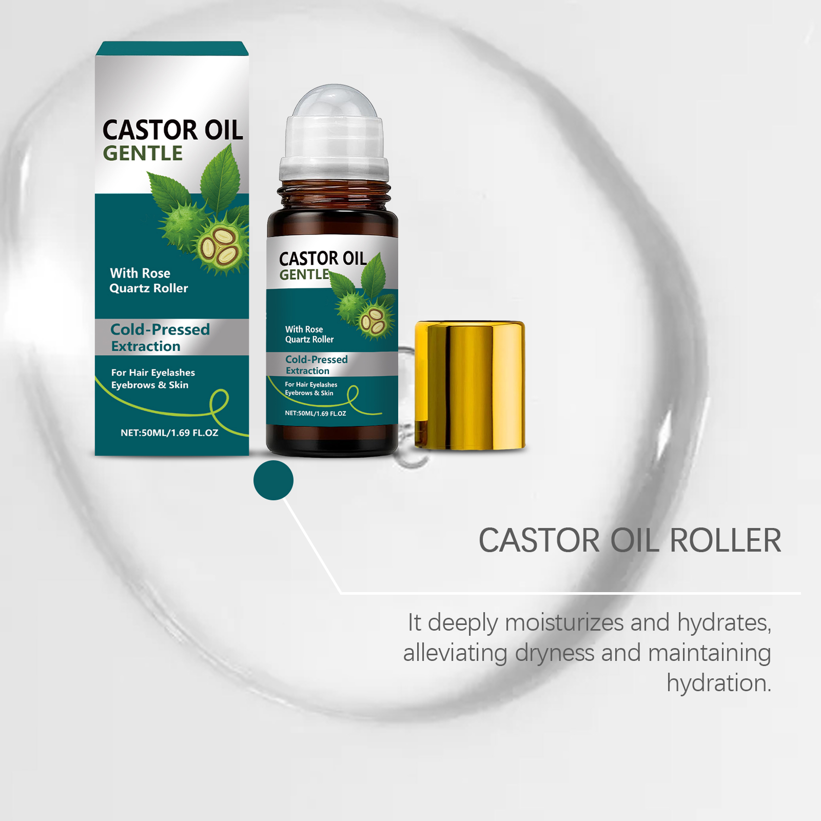 Castor Oil Nourishing Roller Essential Oil Moisturizing Body Caring Muscle Hair Care Multi Area Applicable Essence Essential Oil