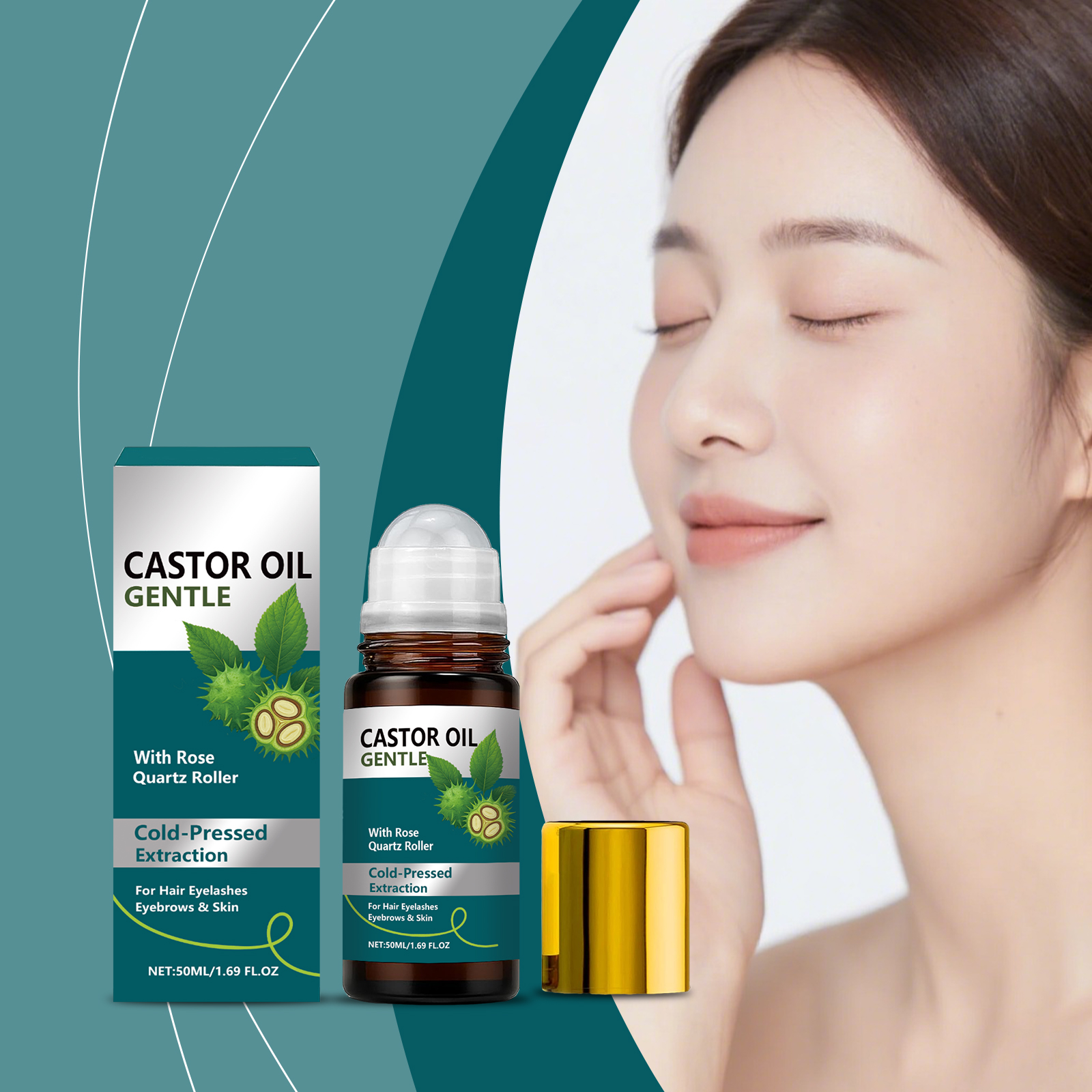Castor Oil Nourishing Roller Essential Oil Moisturizing Body Caring Muscle Hair Care Multi Area Applicable Essence Essential Oil